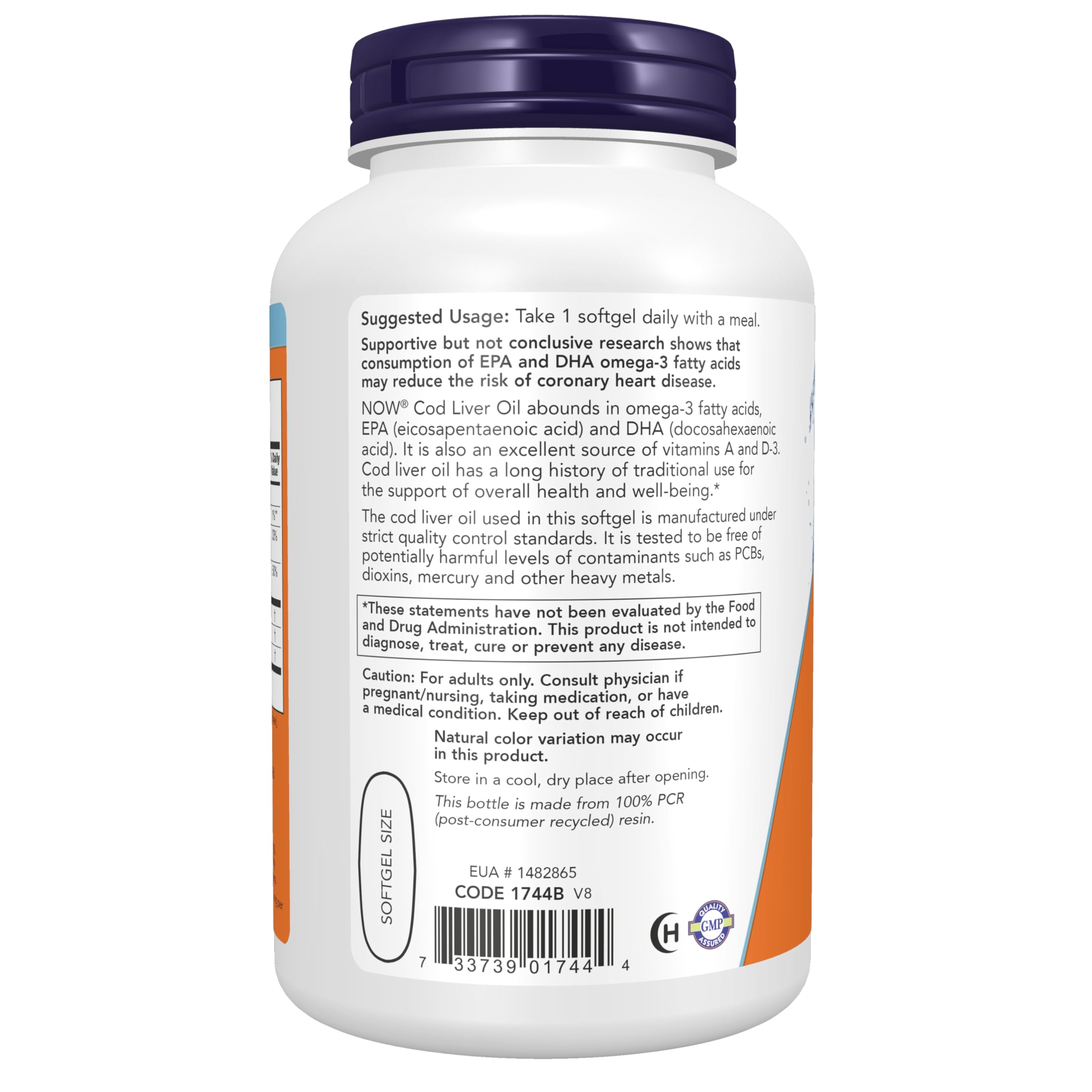 NOW Foods Cod Liver Oil Extra Strength 1000mg Softgels packaging