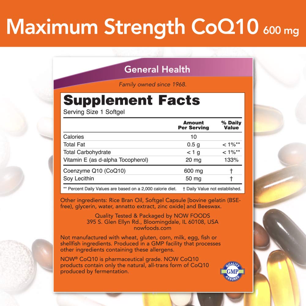 NOW Foods CoQ10 Maximum Strength 600mg softgel close-up