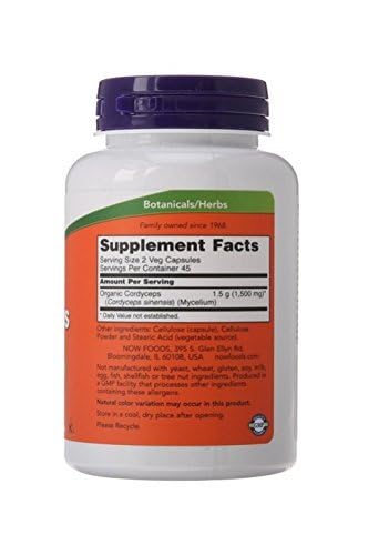 NOW Foods Cordyceps 750 mg Veg Capsules bottle open