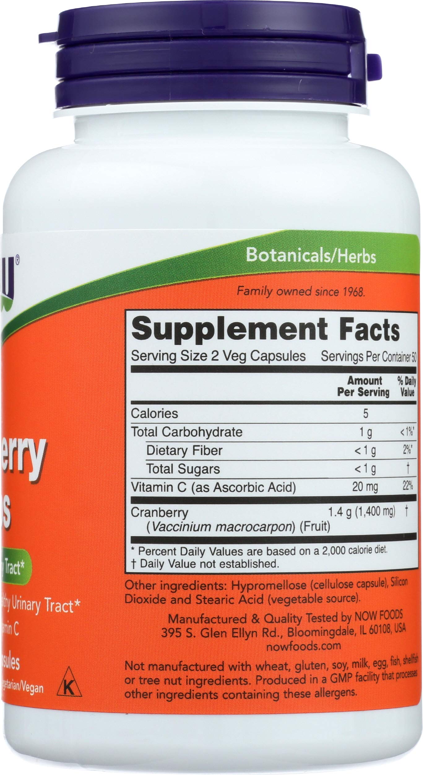 NOW Foods Cranberry Concentrate capsules with a measuring spoon