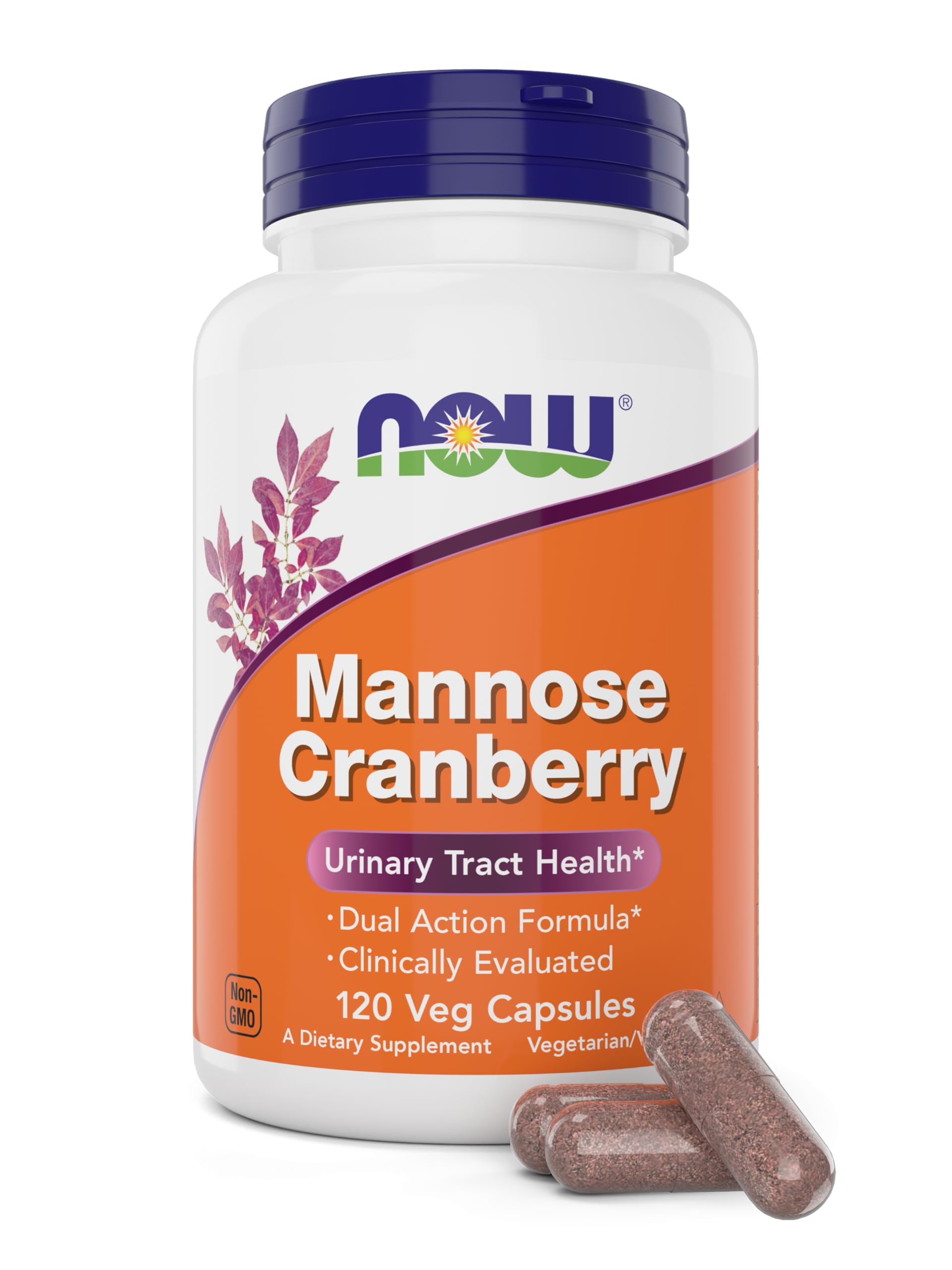 NOW Foods Cranberry Mannose Capsules 120 Count front view