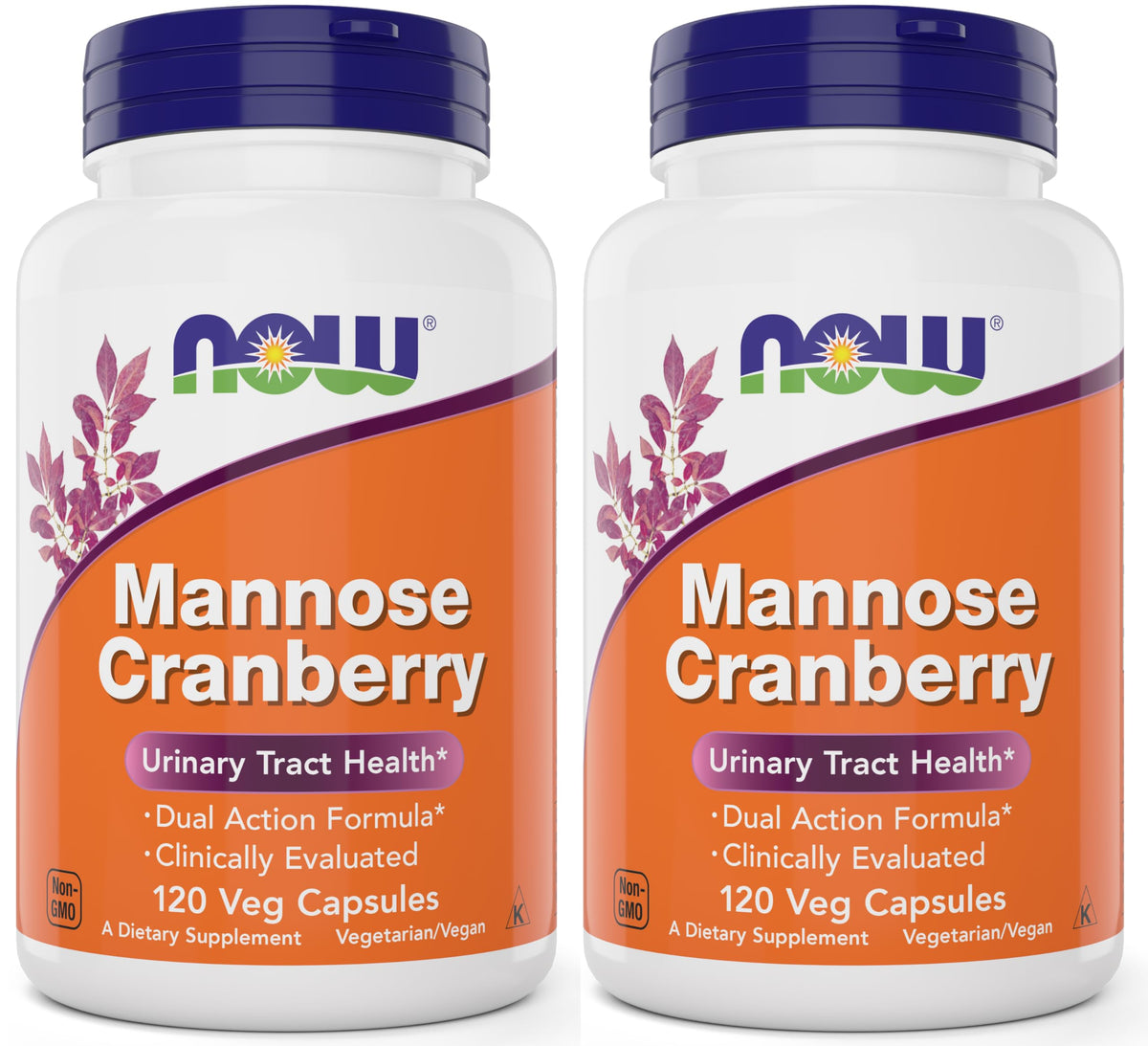 NOW Foods Cranberry Mannose Capsules 120 Count front view