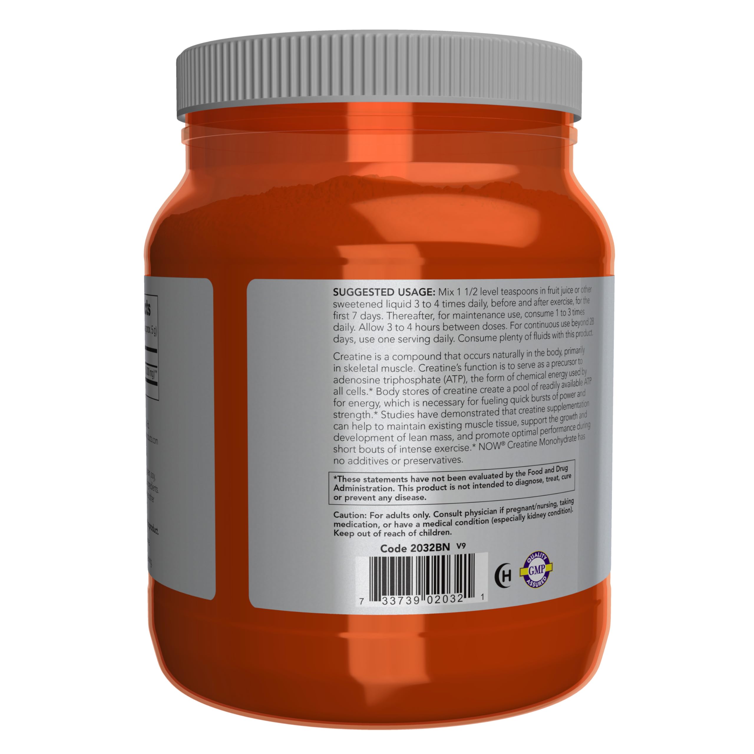 NOW Foods Creatine Monohydrate 1152g side view showing packaging