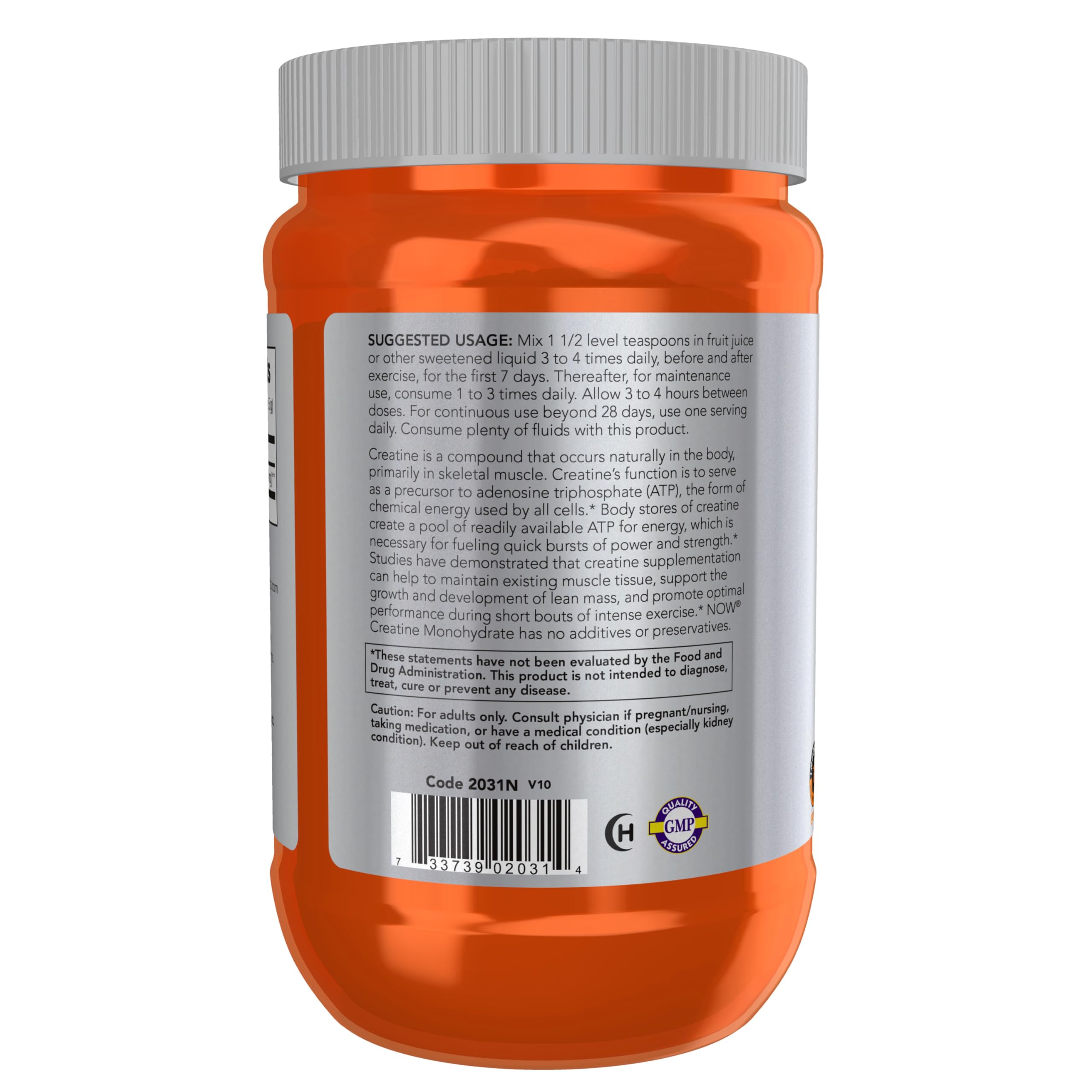 NOW Foods Creatine Monohydrate 699g back view
