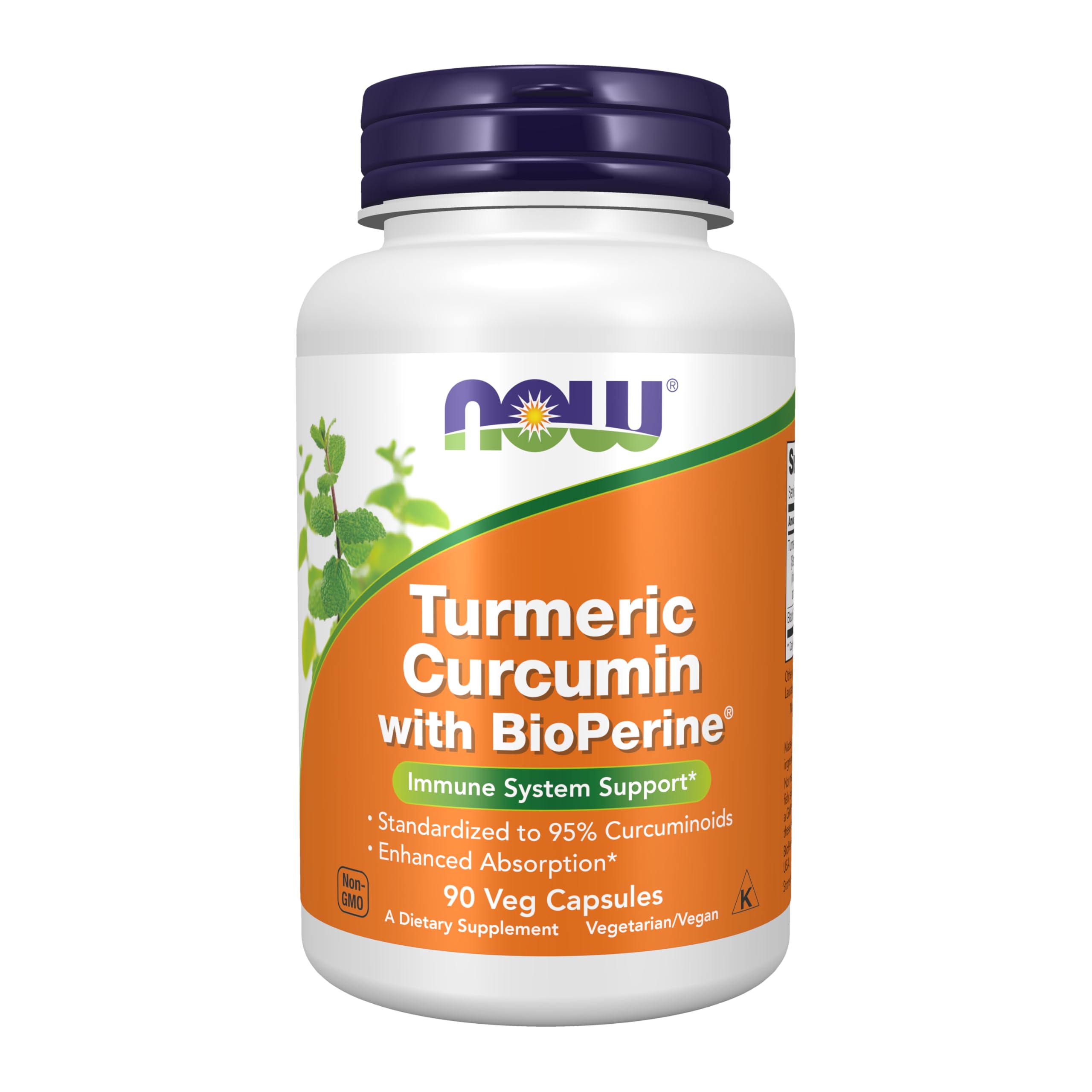NOW Foods Curcumin with BioPerine 95% Curcuminoids front view