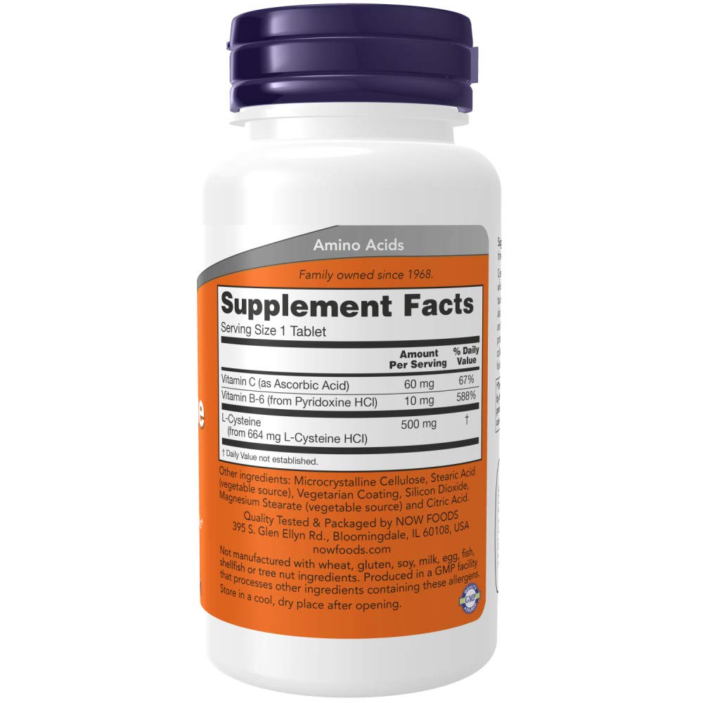 NOW Foods Cysteine Supplement 363g back view
