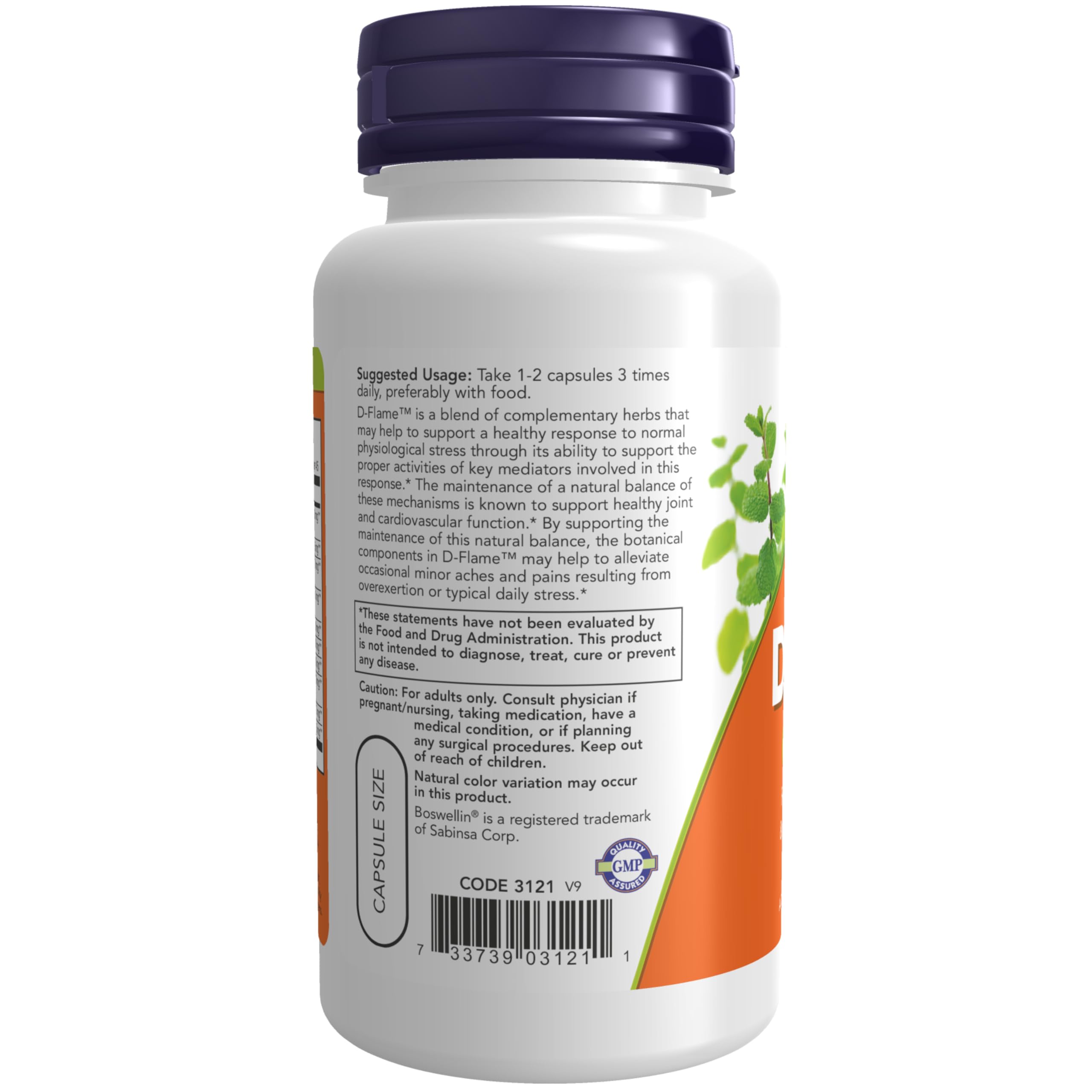 NOW Foods D-Flame herbal ingredients close-up