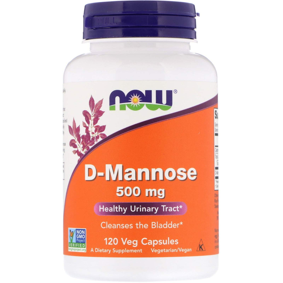 NOW Foods D-Mannose 254g capsules front view with packaging