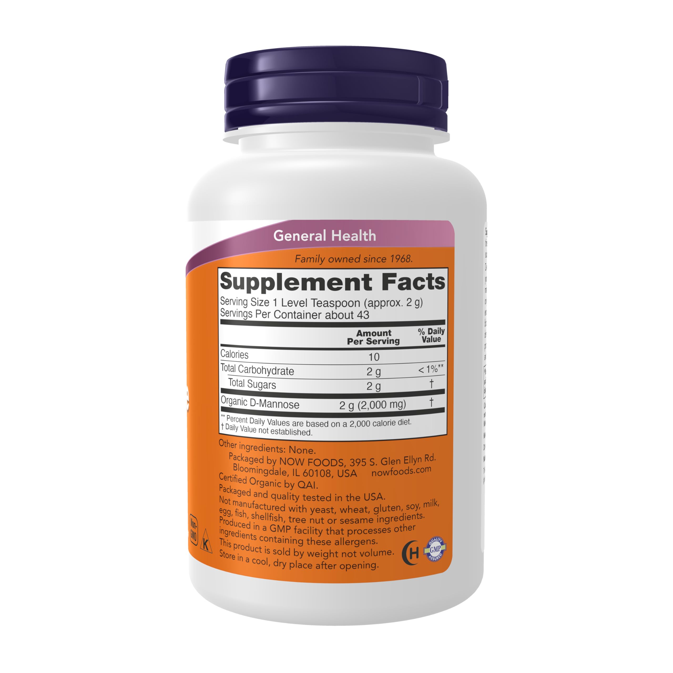 NOW Foods D-Mannose Powder 120g packaging