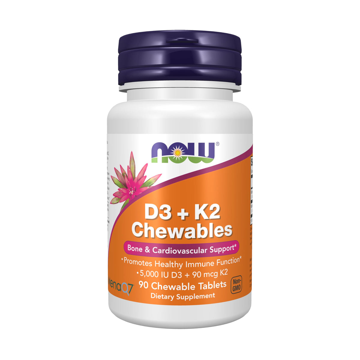 NOW Foods D3 + K2 Capsules bottle front view