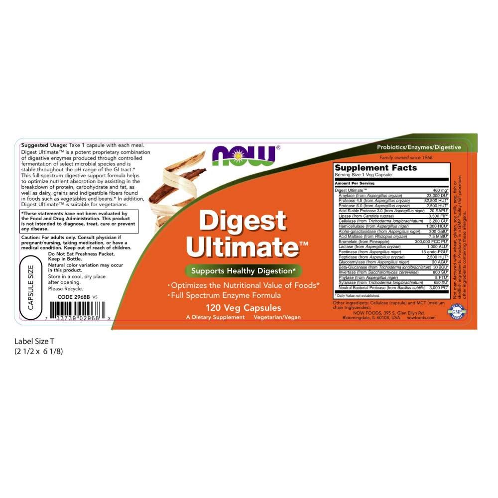 NOW Foods daily Ultimate Multi-Enzyme Supplement 100g side view