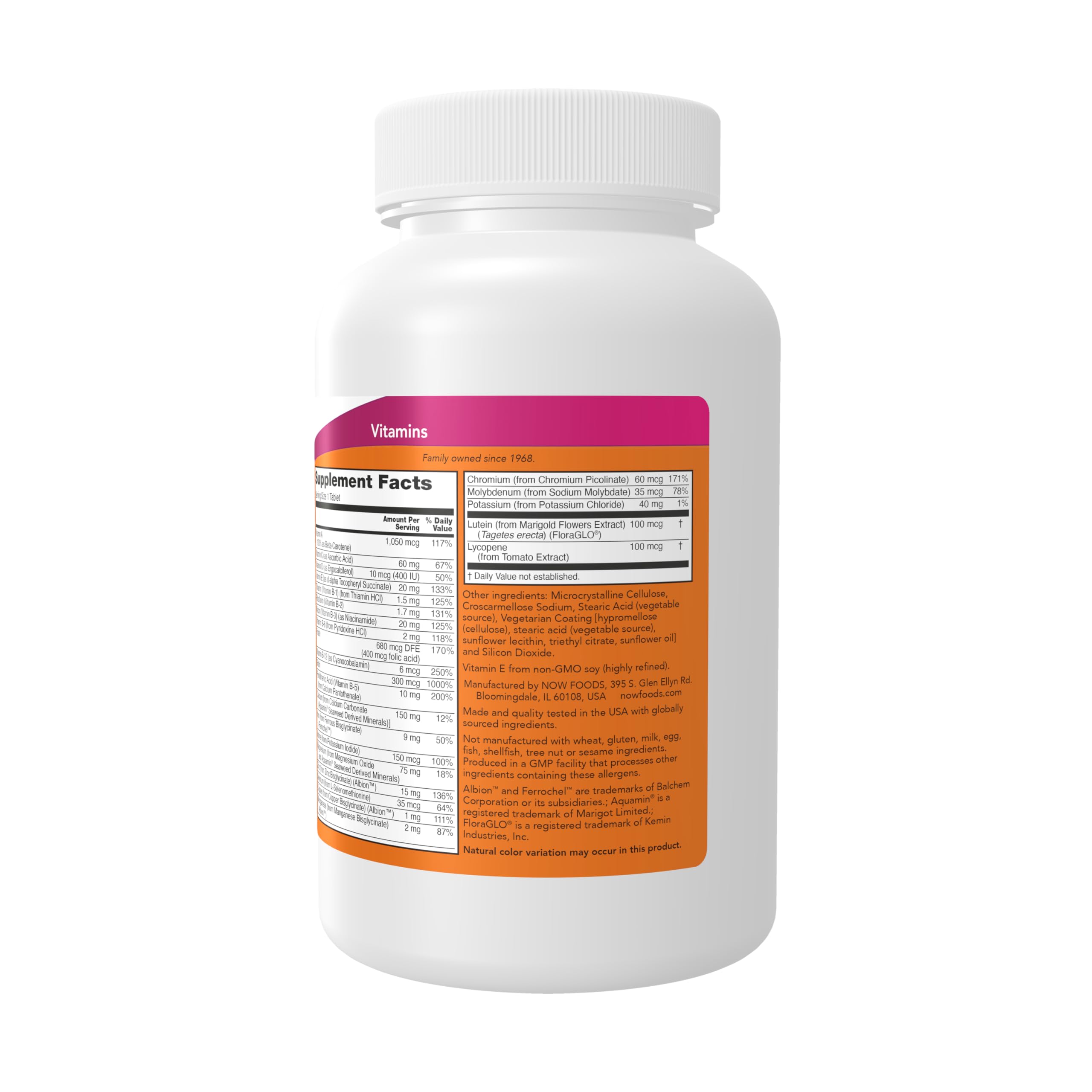 NOW Foods Daily Vits Multivitamin 300g back view