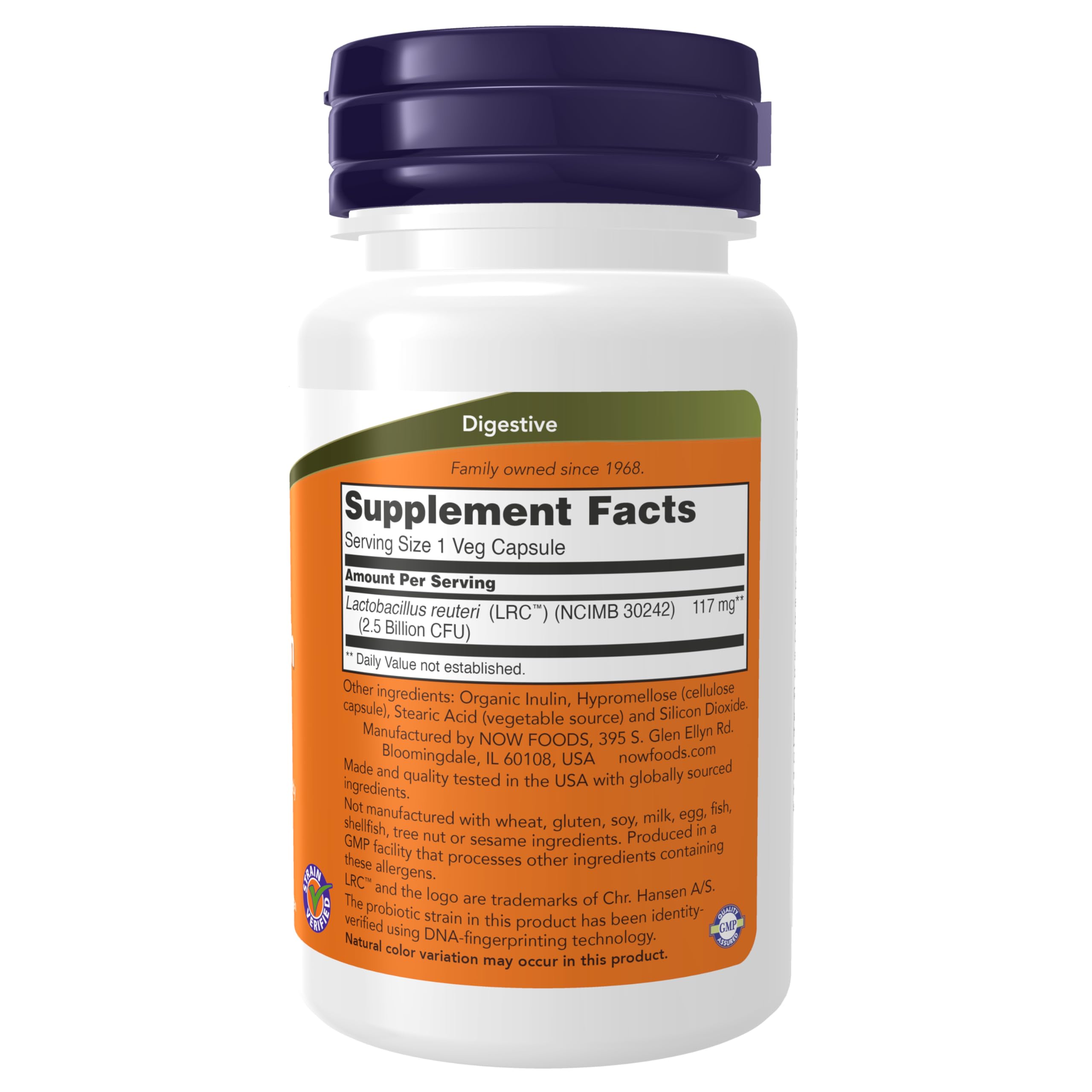 NOW Foods daily wellness Probiotic Capsules side view