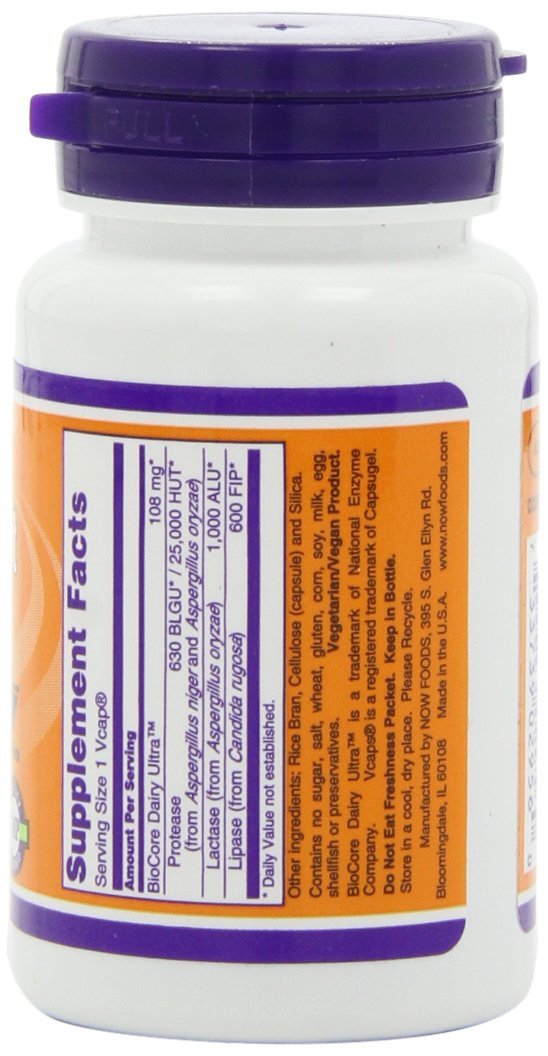 NOW Foods Dairy daily Complete Multi-Enzyme VegiCaps close-up