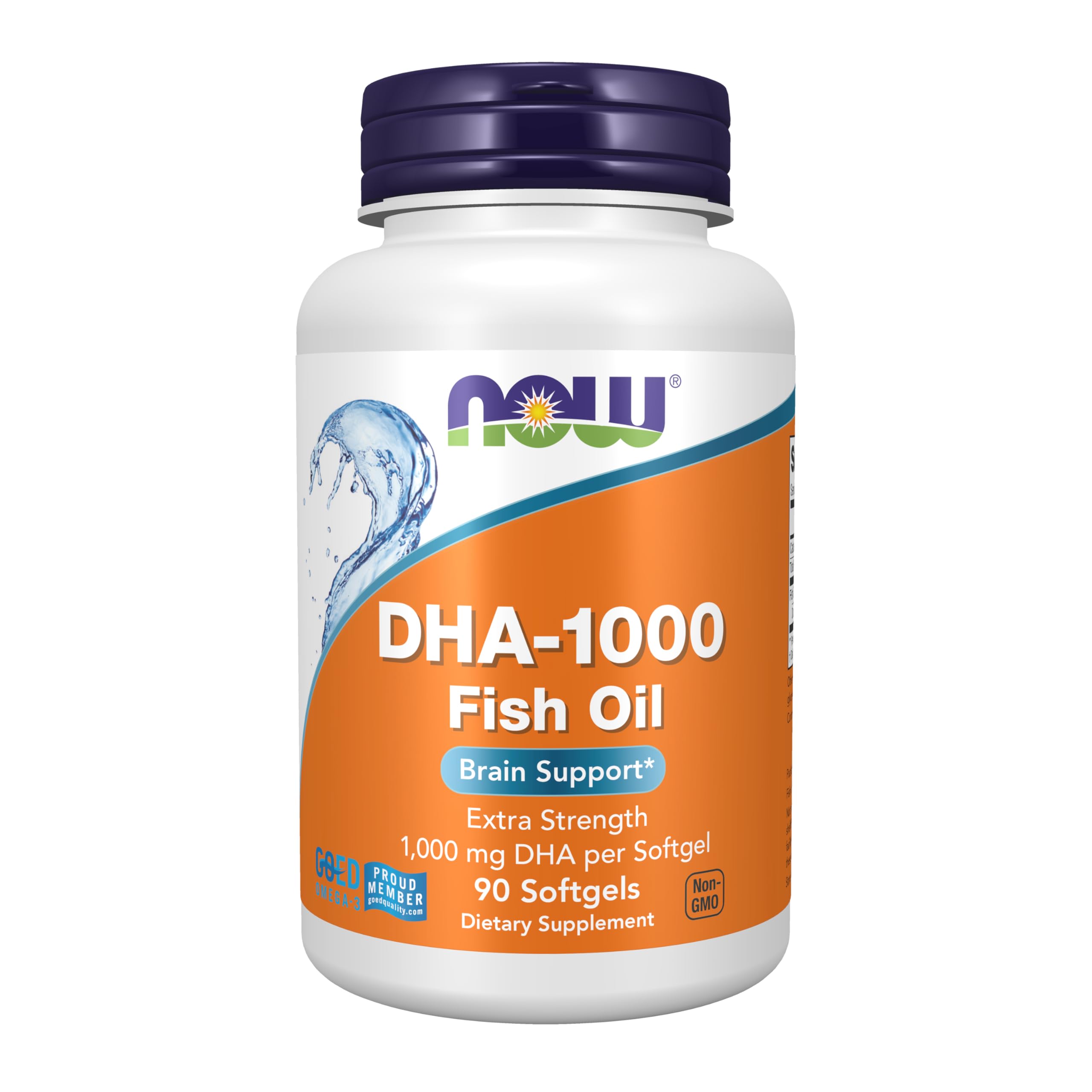 NOW Foods DHA-1000 Brain Support 1000mg Softgels front view