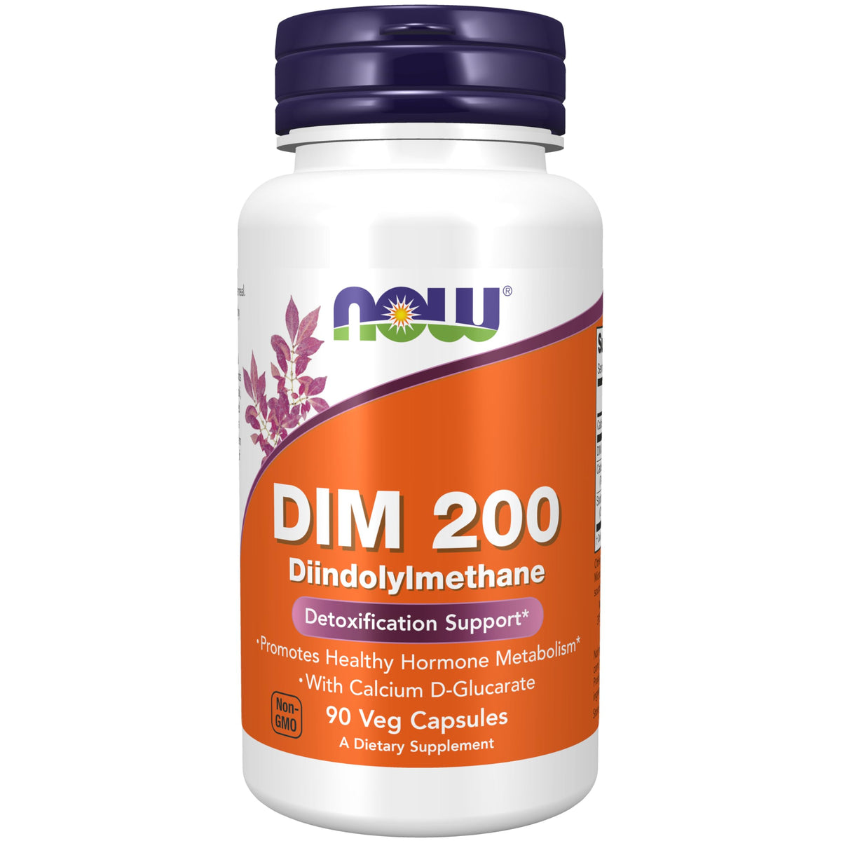 NOW Foods DIM 200 Capsules front view with label