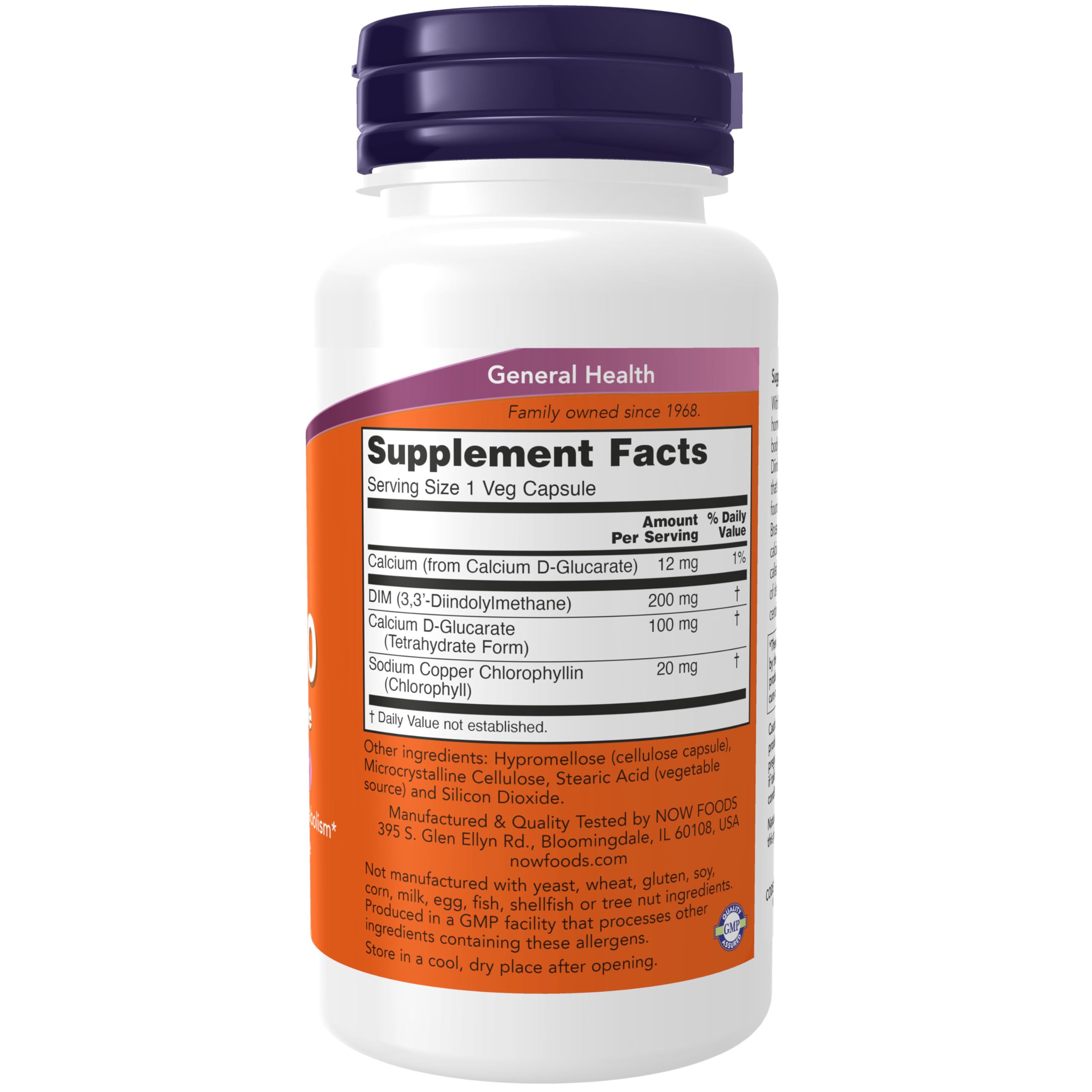 NOW Foods DIM 200 Capsules side view showing capsule size