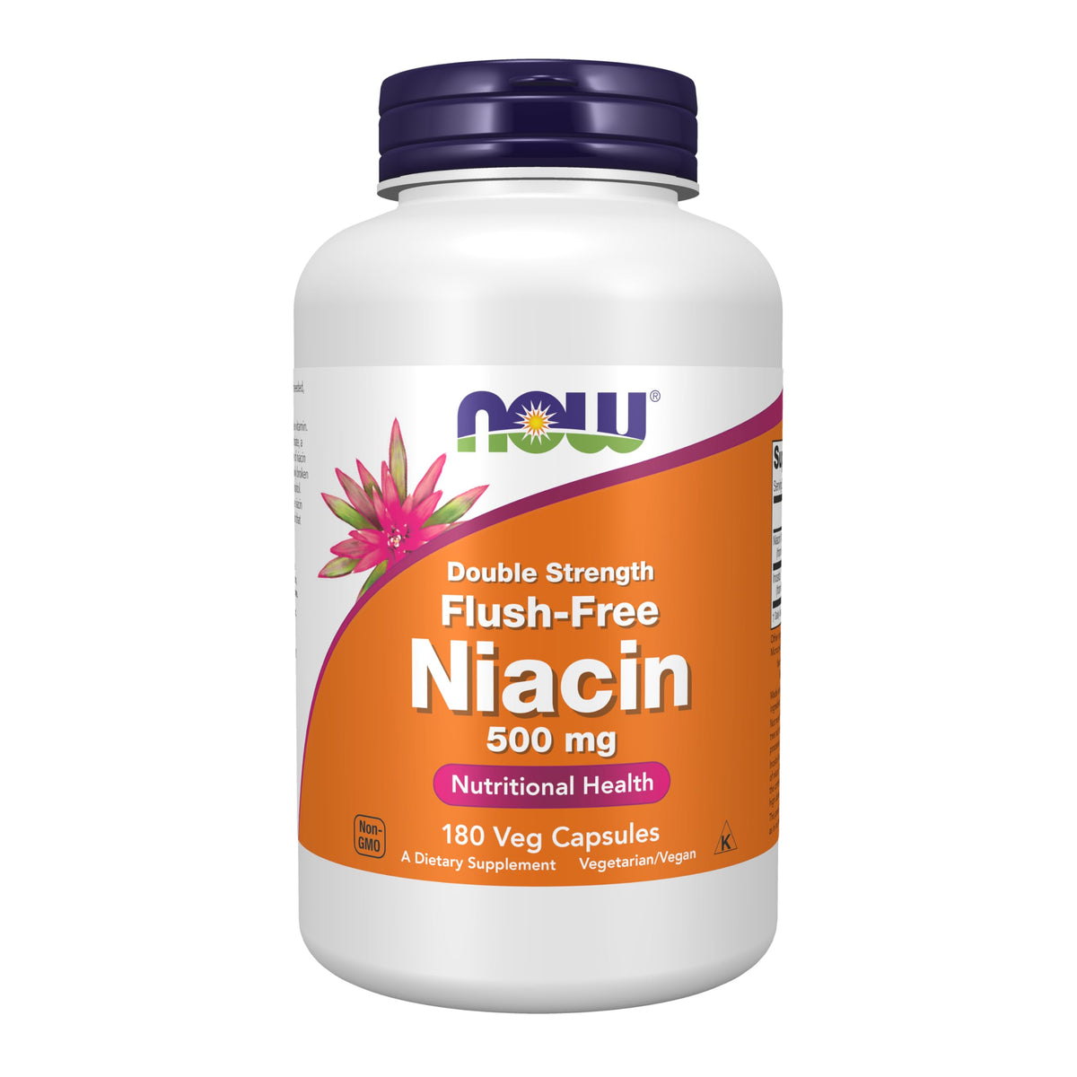 NOW Foods Double Strength Flush-Free Niacin 500mg supplement front view