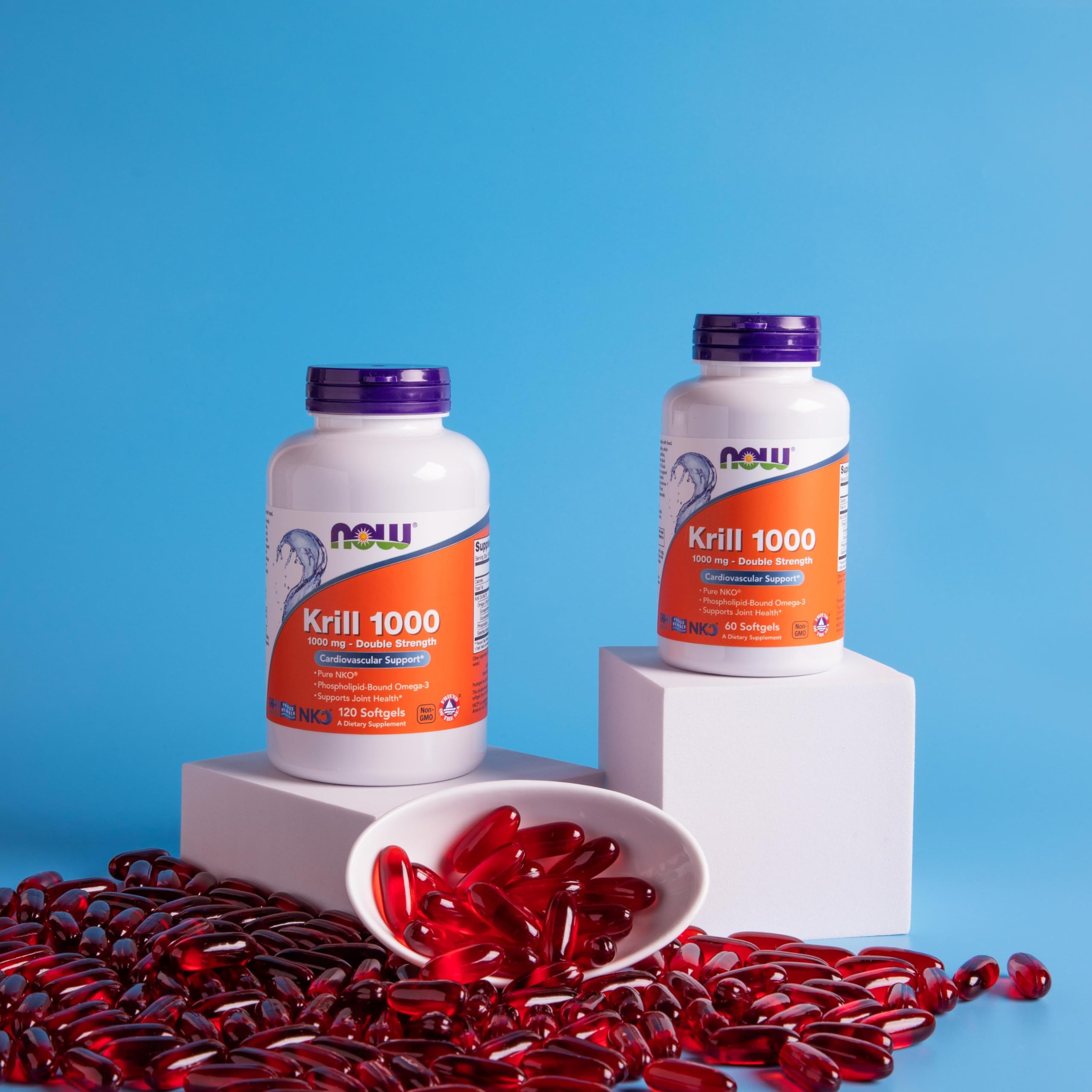 NOW Foods Double Strength Krill Oil 1000mg softgel back view