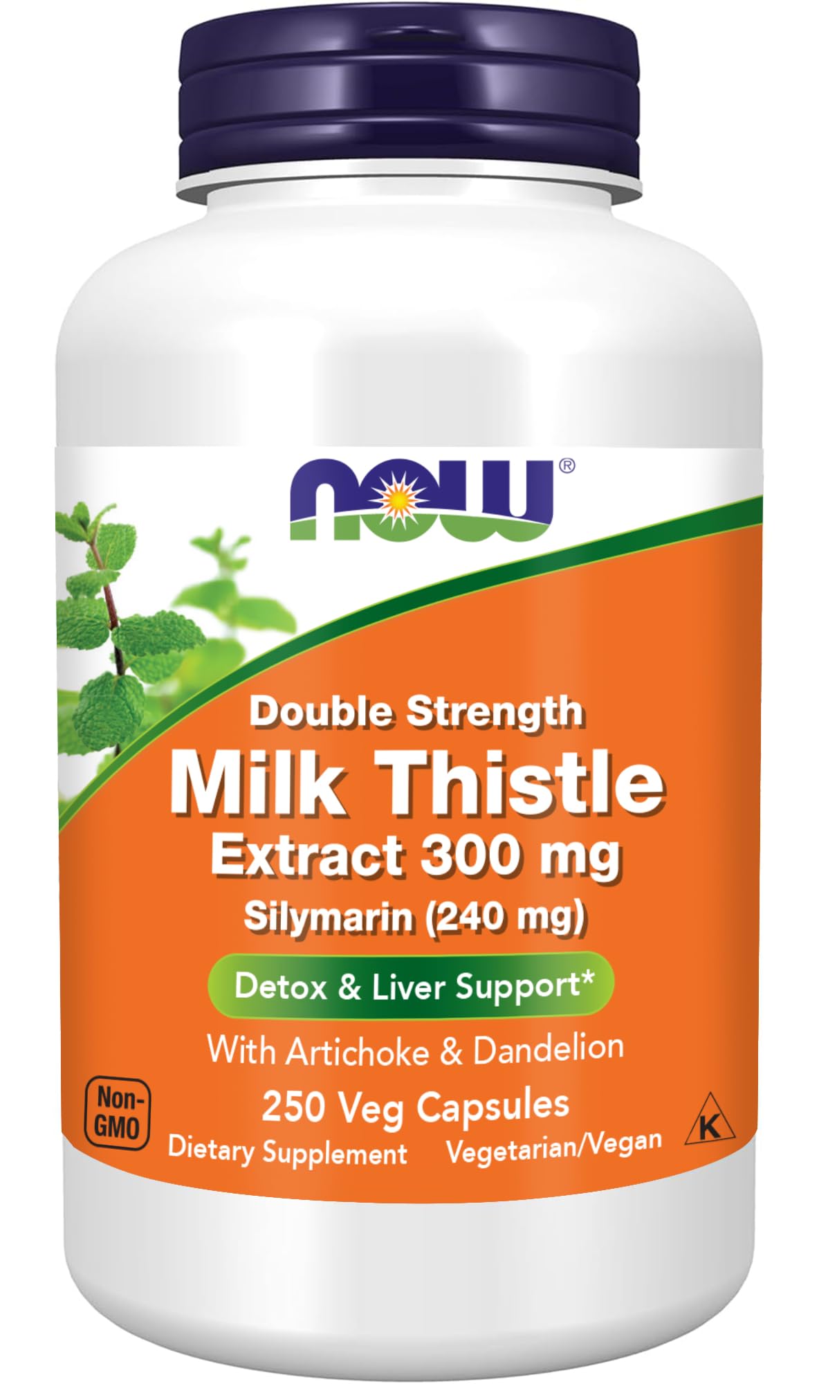 NOW Foods Double Strength Milk Thistle 300mg Capsules front view