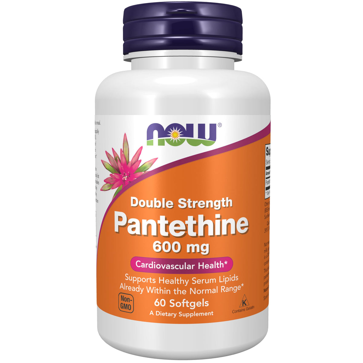 NOW Foods Double Strength Pantethine 600mg softgel front view