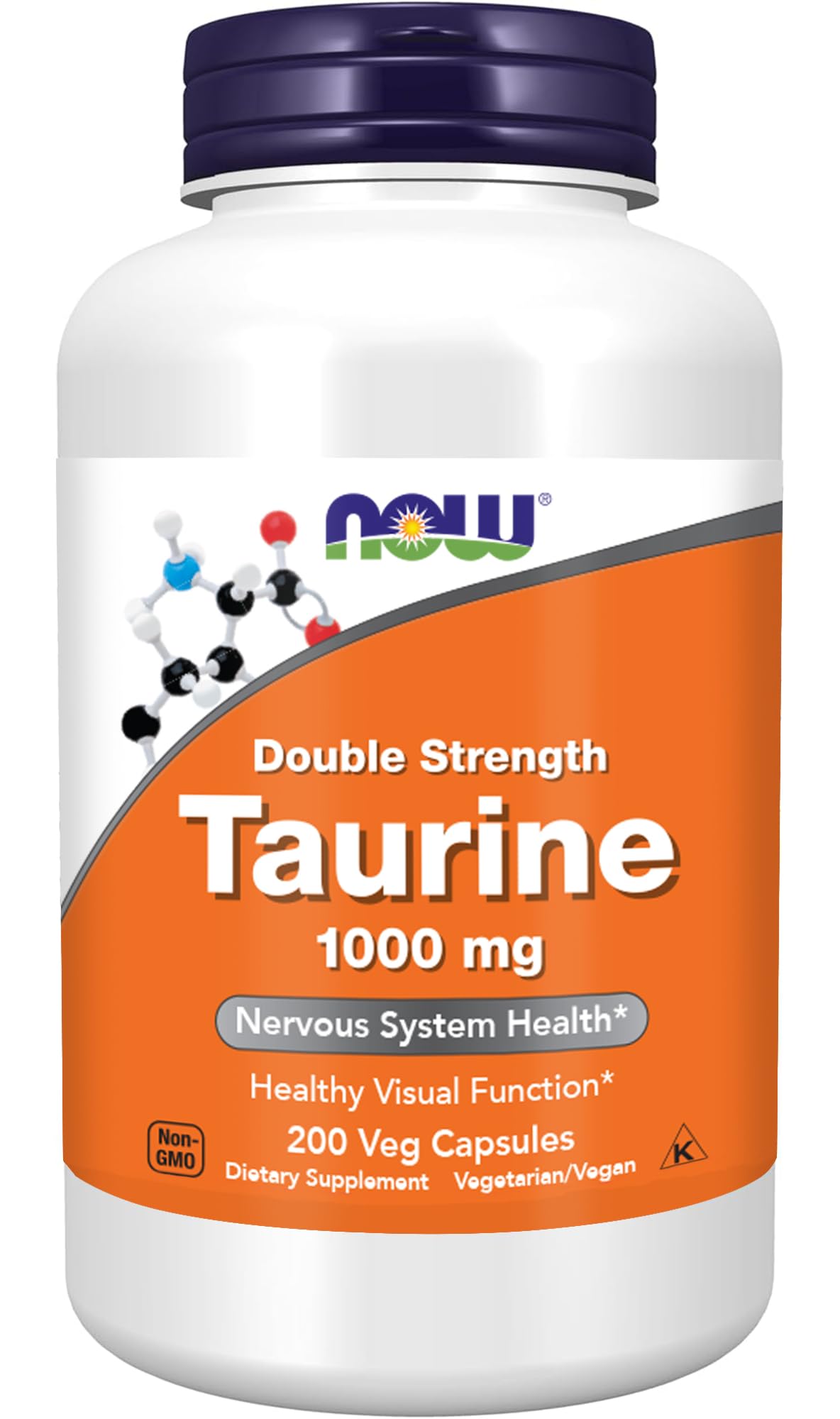 NOW Foods Double Strength Taurine 1000mg Vegan Capsules front view