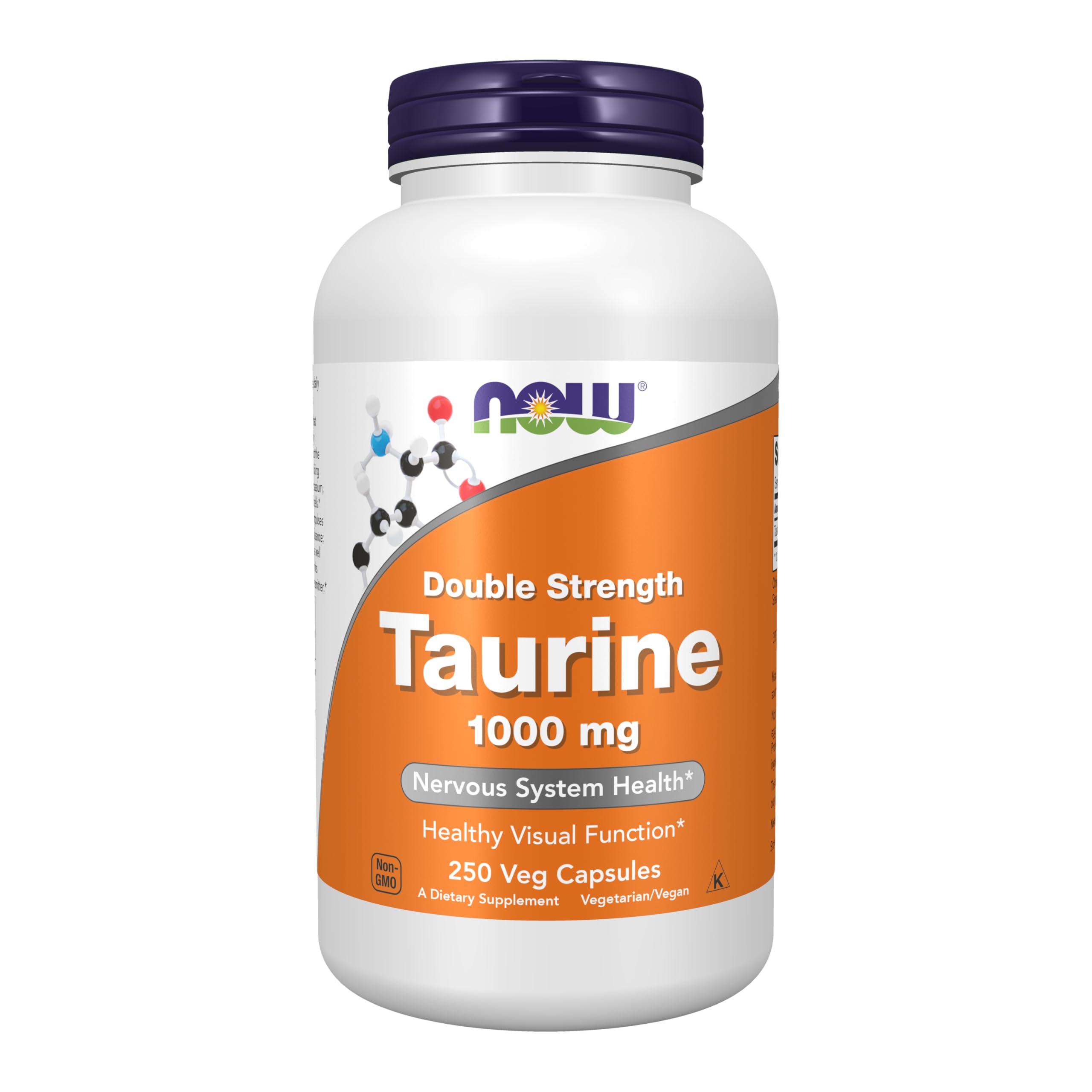 NOW Foods Double Strength Taurine 1000mg Vegan Capsules front view