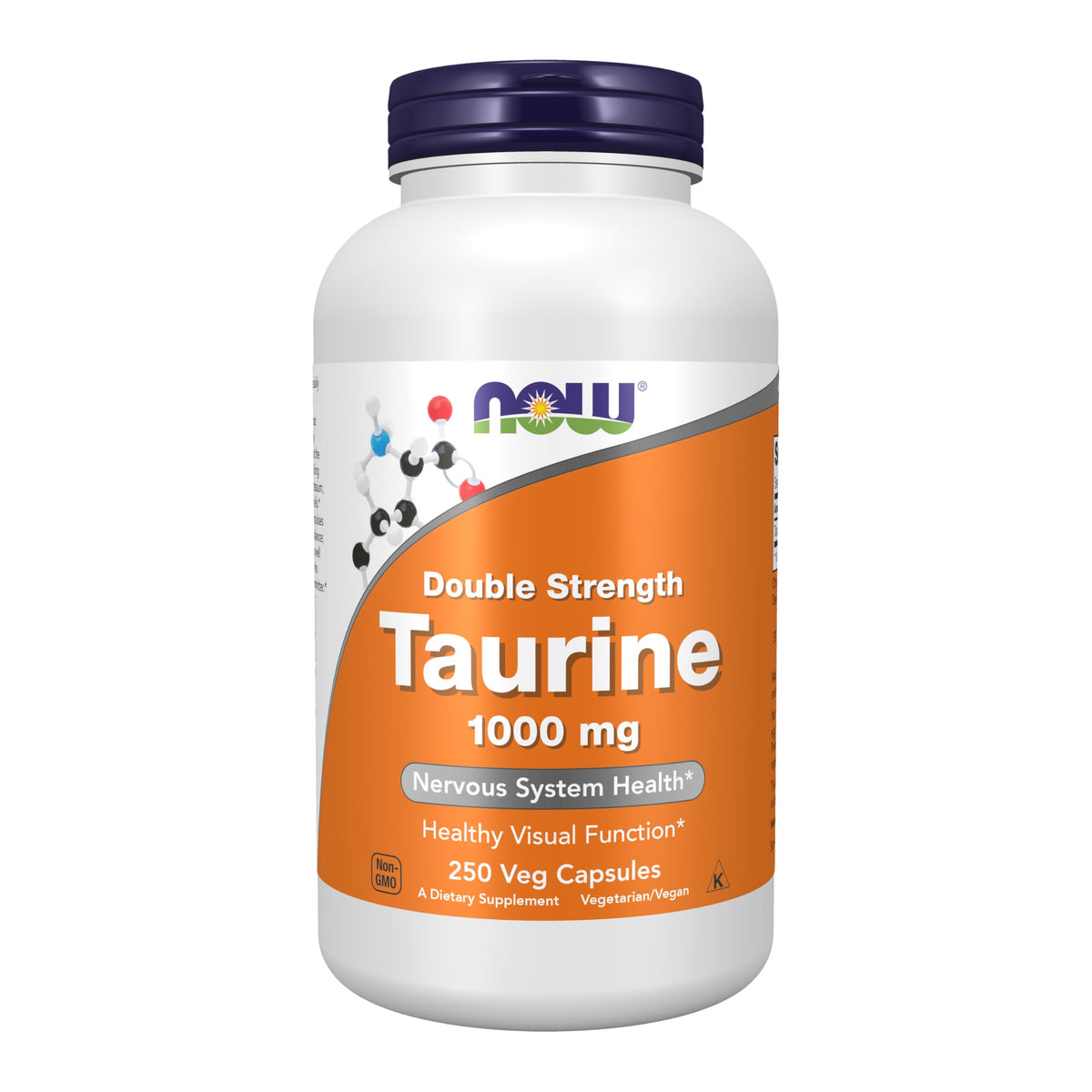 NOW Foods Double Strength Taurine 1000mg Vegan Capsules front view