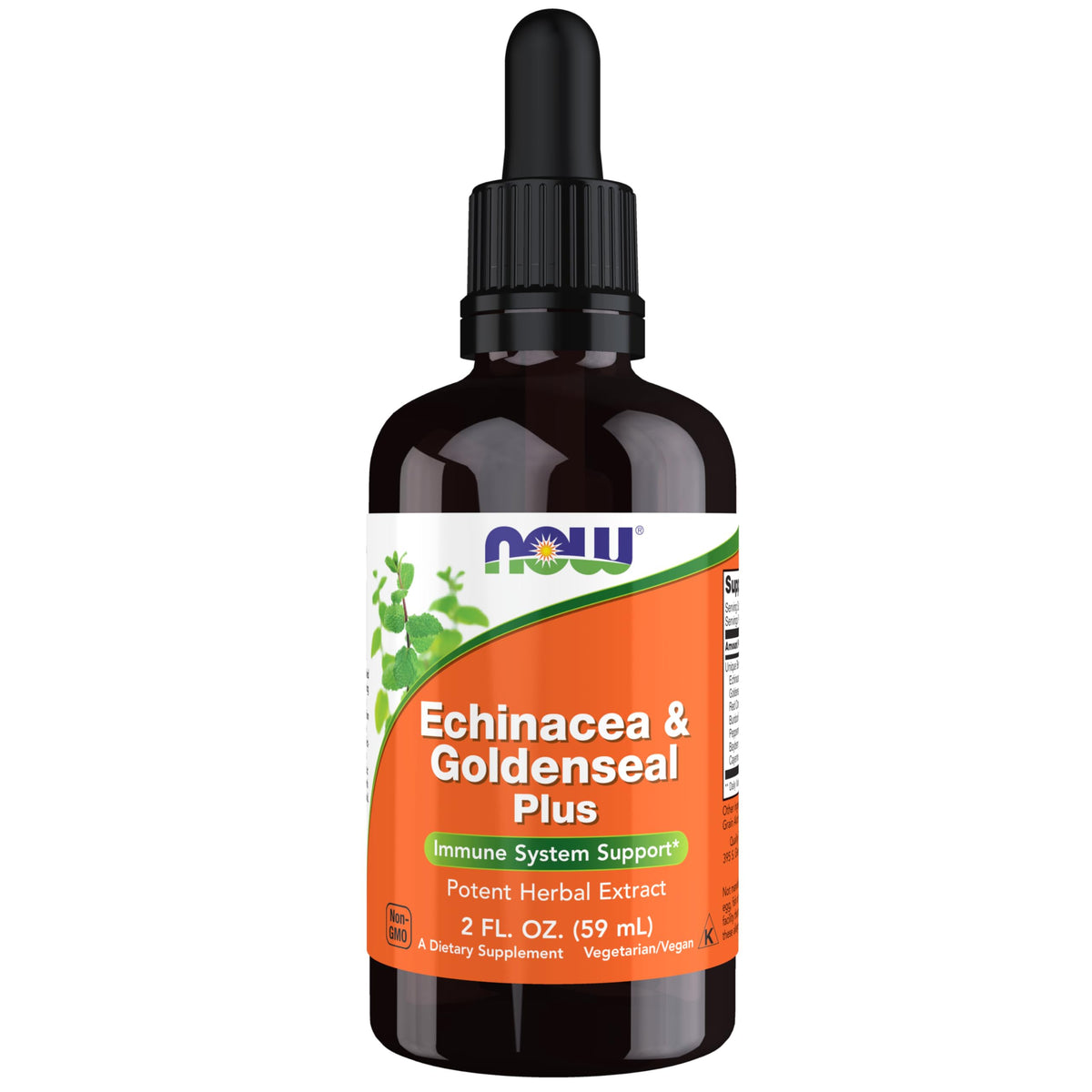 NOW Foods Echinacea & Goldenseal Plus Herbal Extract front view