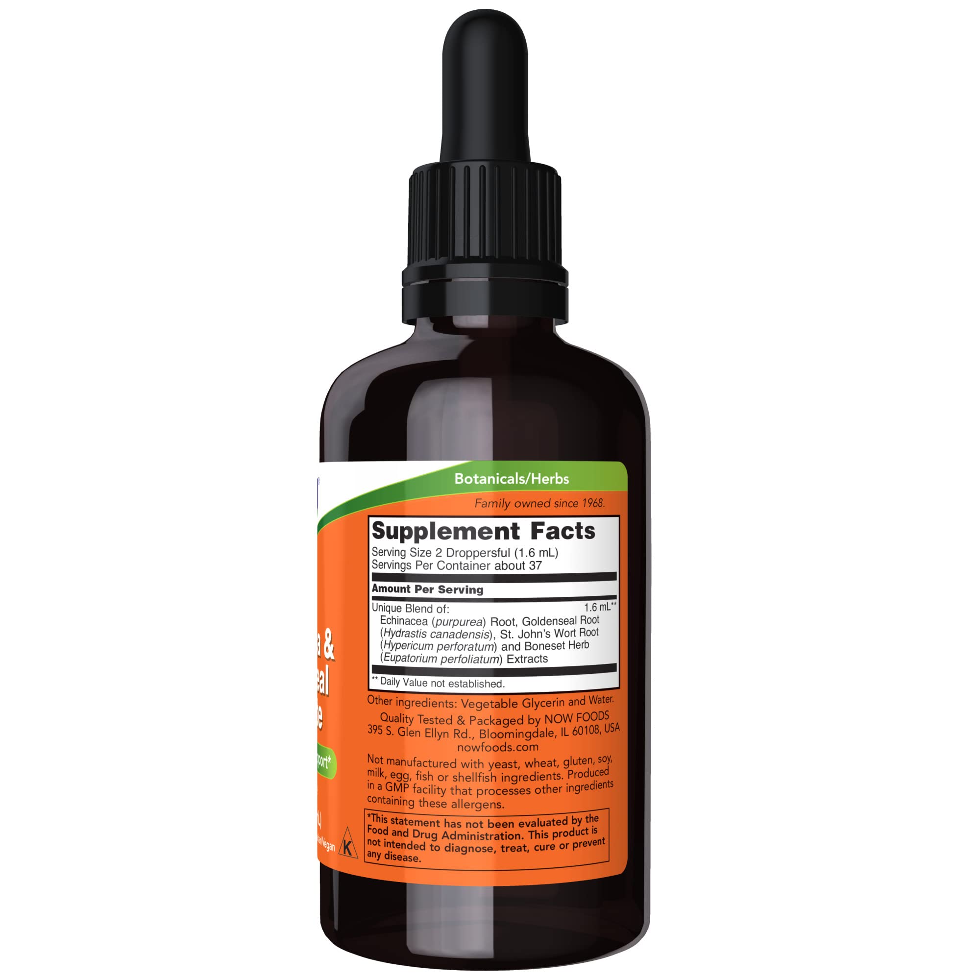 NOW Foods Echinacea Liquid Extract packaging side view
