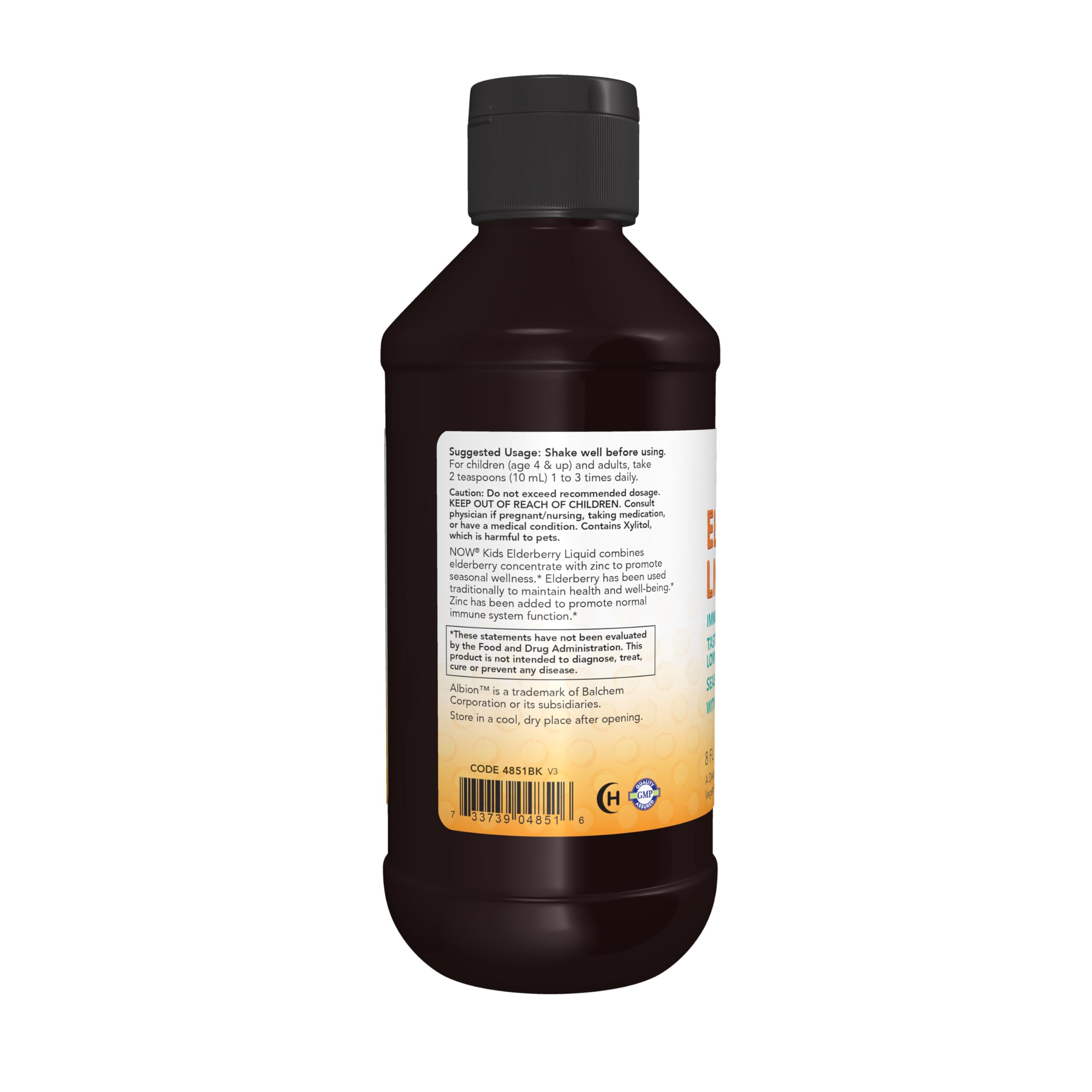 NOW Foods Elderberry Liquid for Kids 322g ingredients list