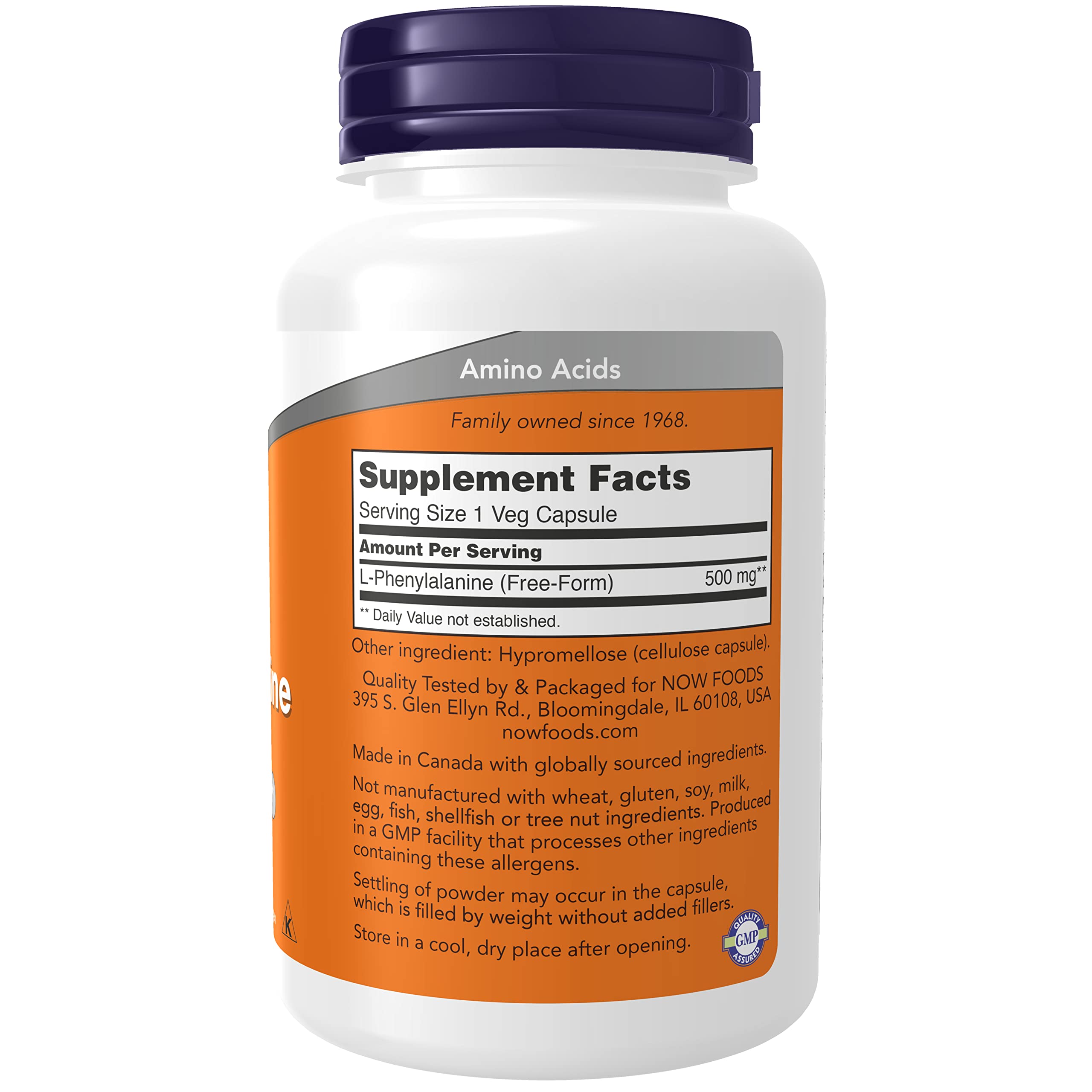 NOW Foods Essential Amino Acid Capsules back view showing ingredients