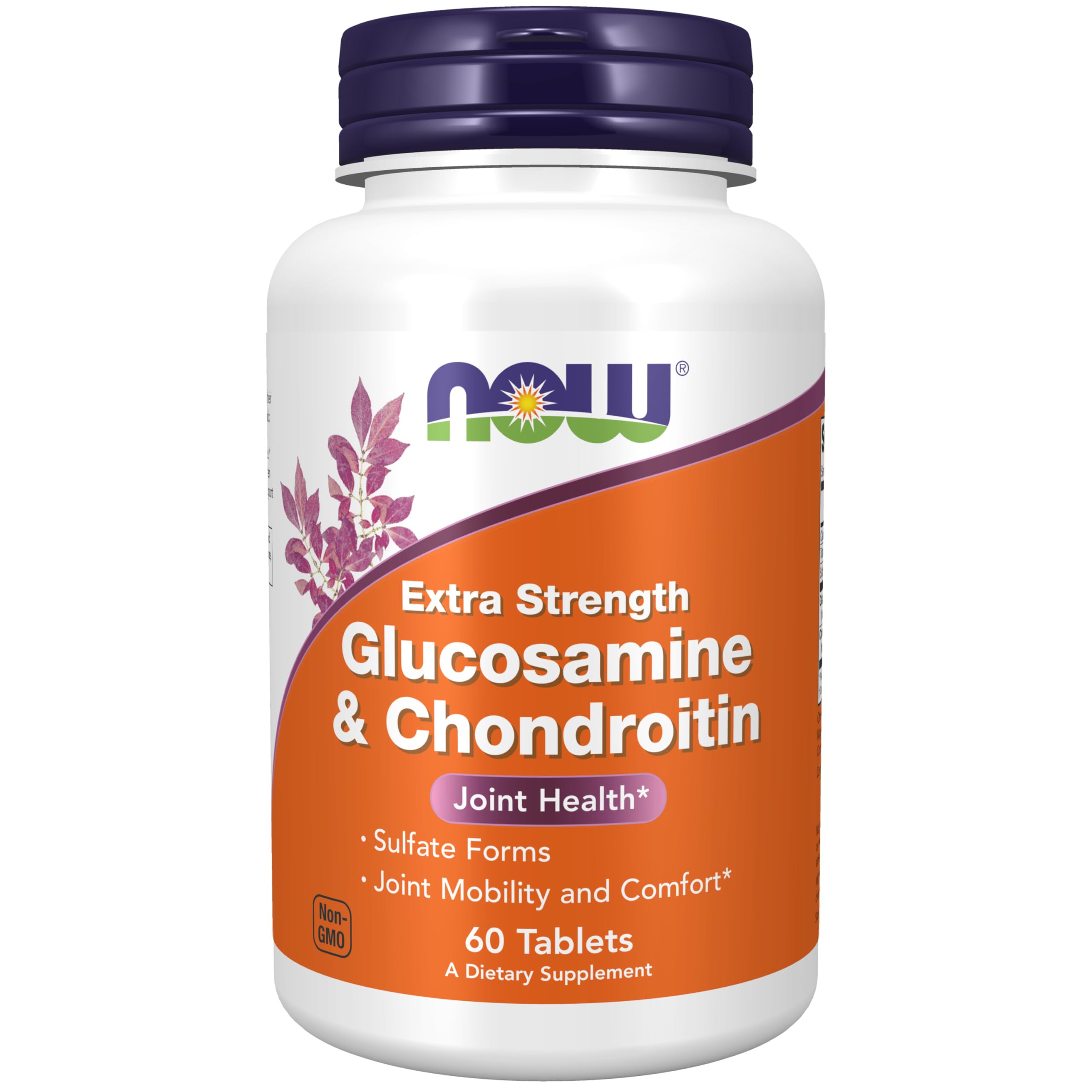 NOW Foods Extra Strength Glucosamine & Chondroitin 750mg/600mg Tablets front view