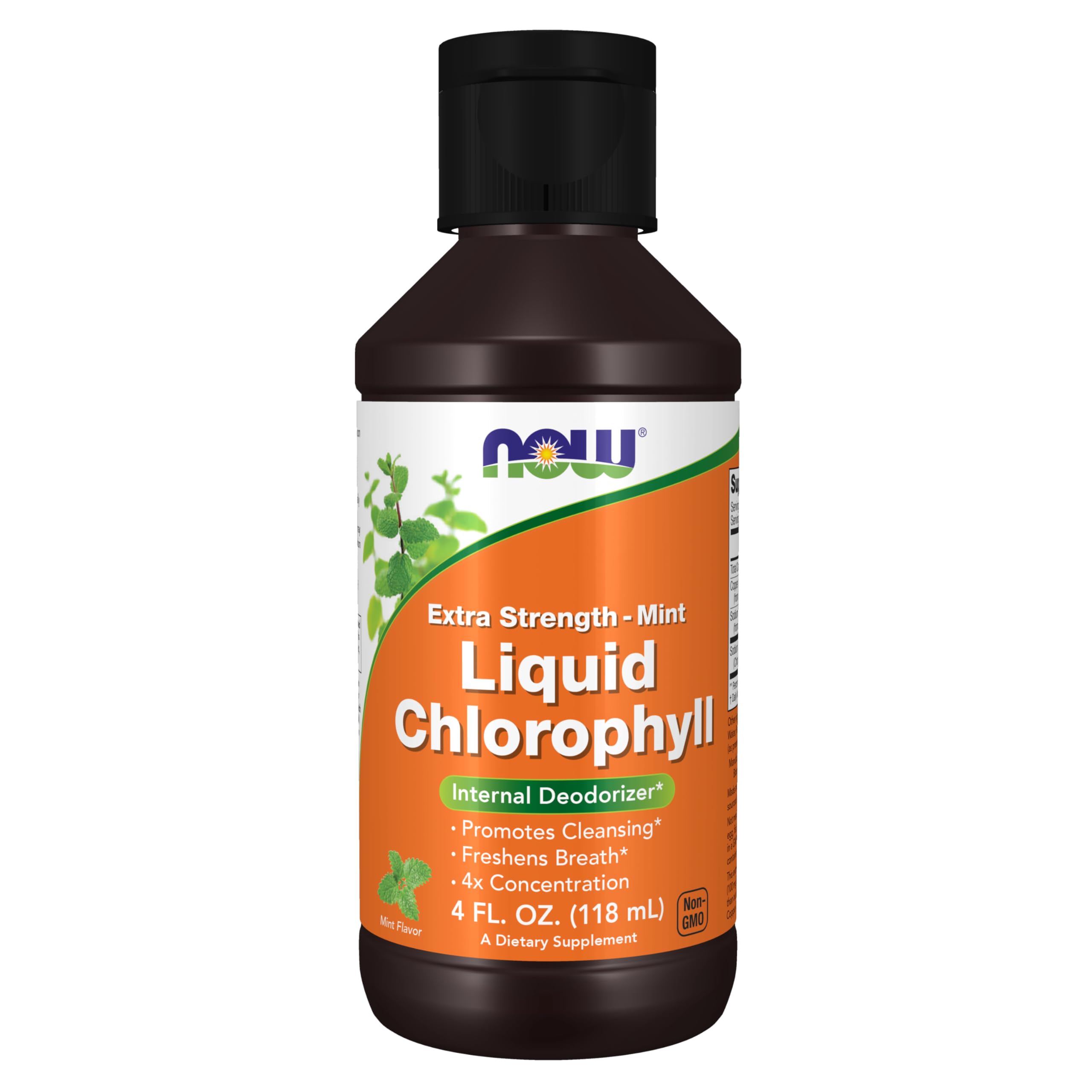 NOW Foods Extra Strength Mint Chlorophyll Liquid bottle front view
