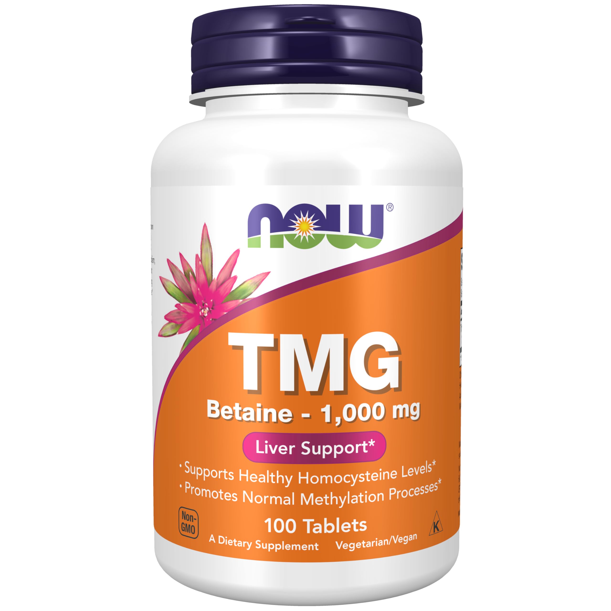 NOW Foods Extra Strength TMG 1,000 mg Tablets front view