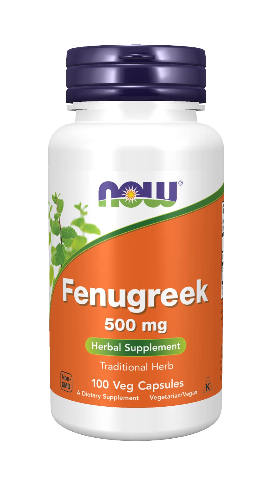 NOW Foods Fenugreek Herbal Supplement 100 Veg Capsules front view