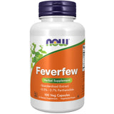 NOW Foods Feverfew herbal supplement front view with capsule bottle