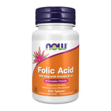 NOW Foods Folic Acid 800 mcg 100 Tablets front view