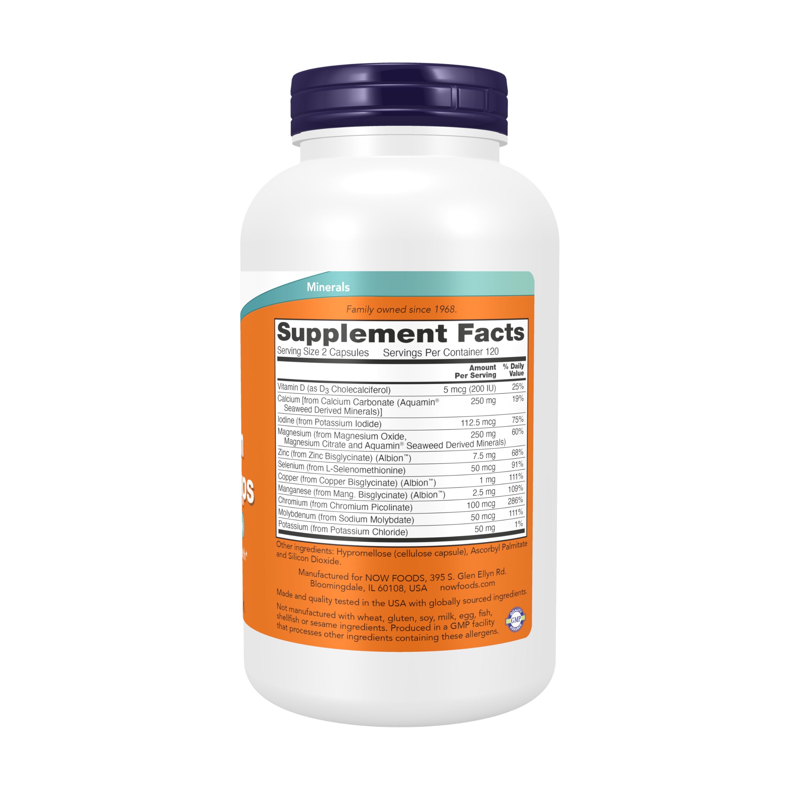 NOW Foods Full Spectrum Mineral Caps 315g back view