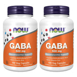 NOW Foods Gaba 500mg front view of bottle with 100 capsules