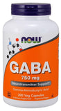 NOW Foods GABA 750mg 100 Veg Capsules back view