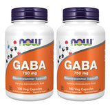 NOW Foods GABA 750mg 100 Veg Capsules front view