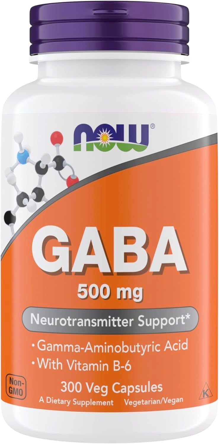 NOW Foods GABA Capsules front view packaging