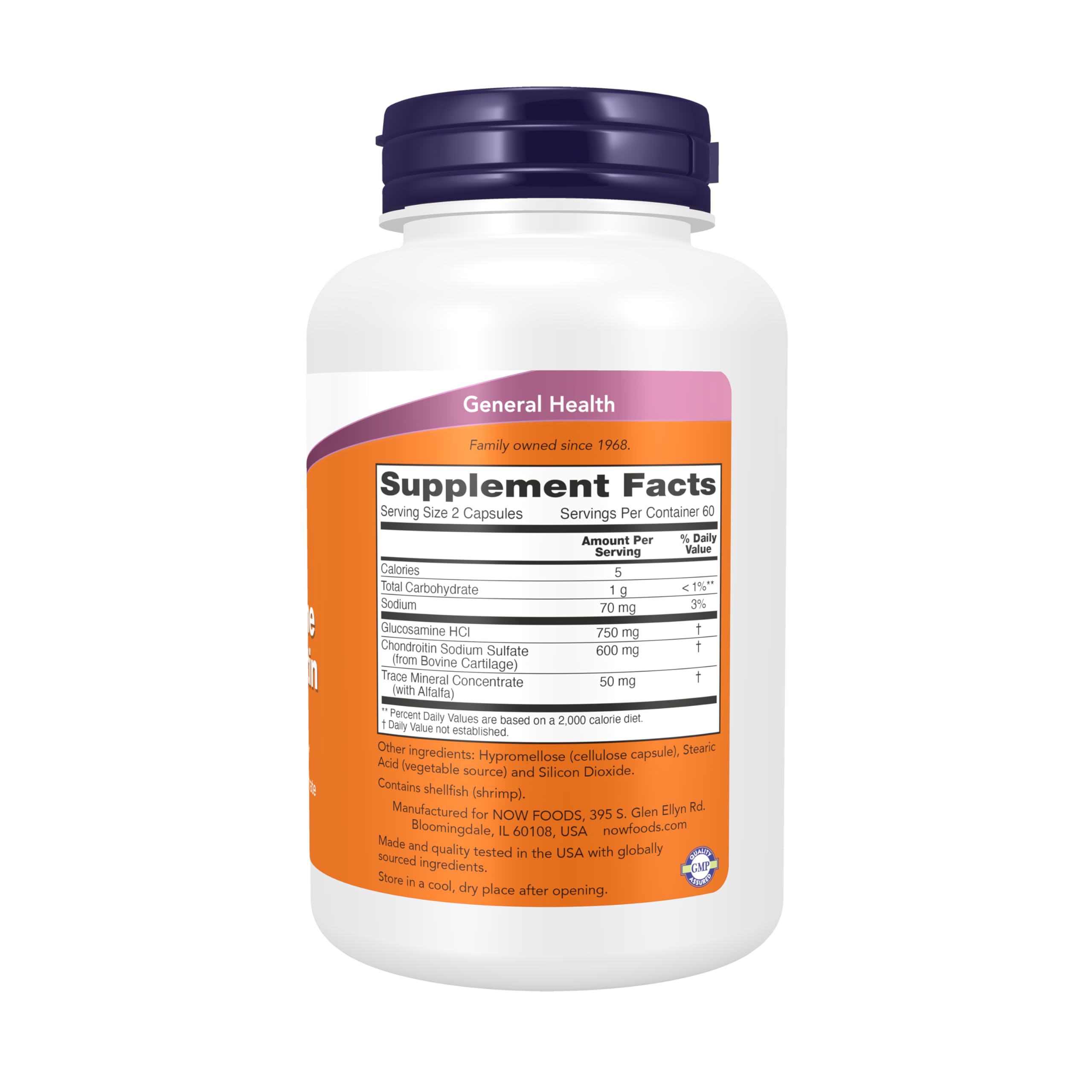 NOW Foods Glucosamine & Chondroitin 18g side view