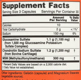 NOW Foods Glucosamine & Chondroitin with MSM nutritional information