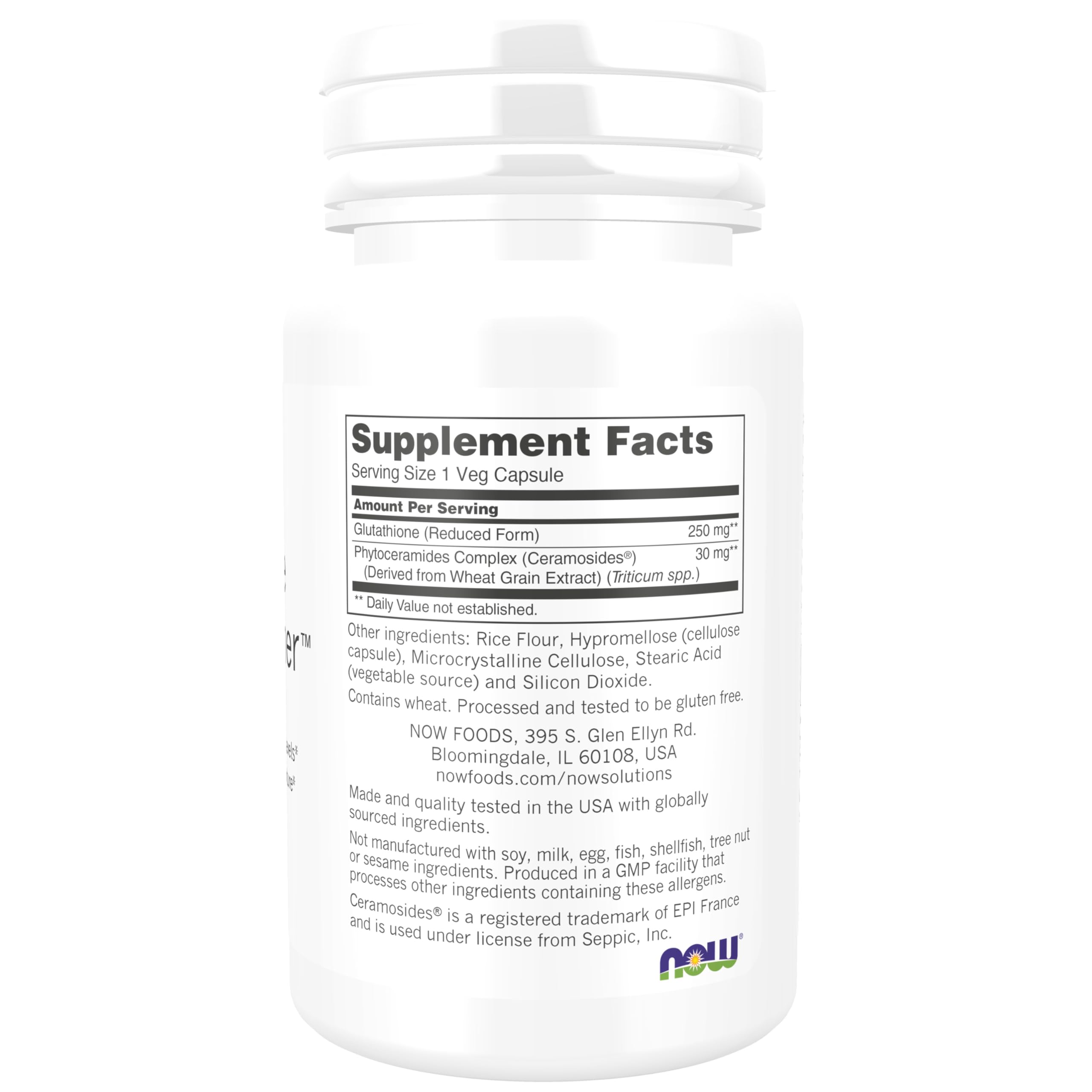 NOW Foods Glutathione Skin Brightener capsules close-up