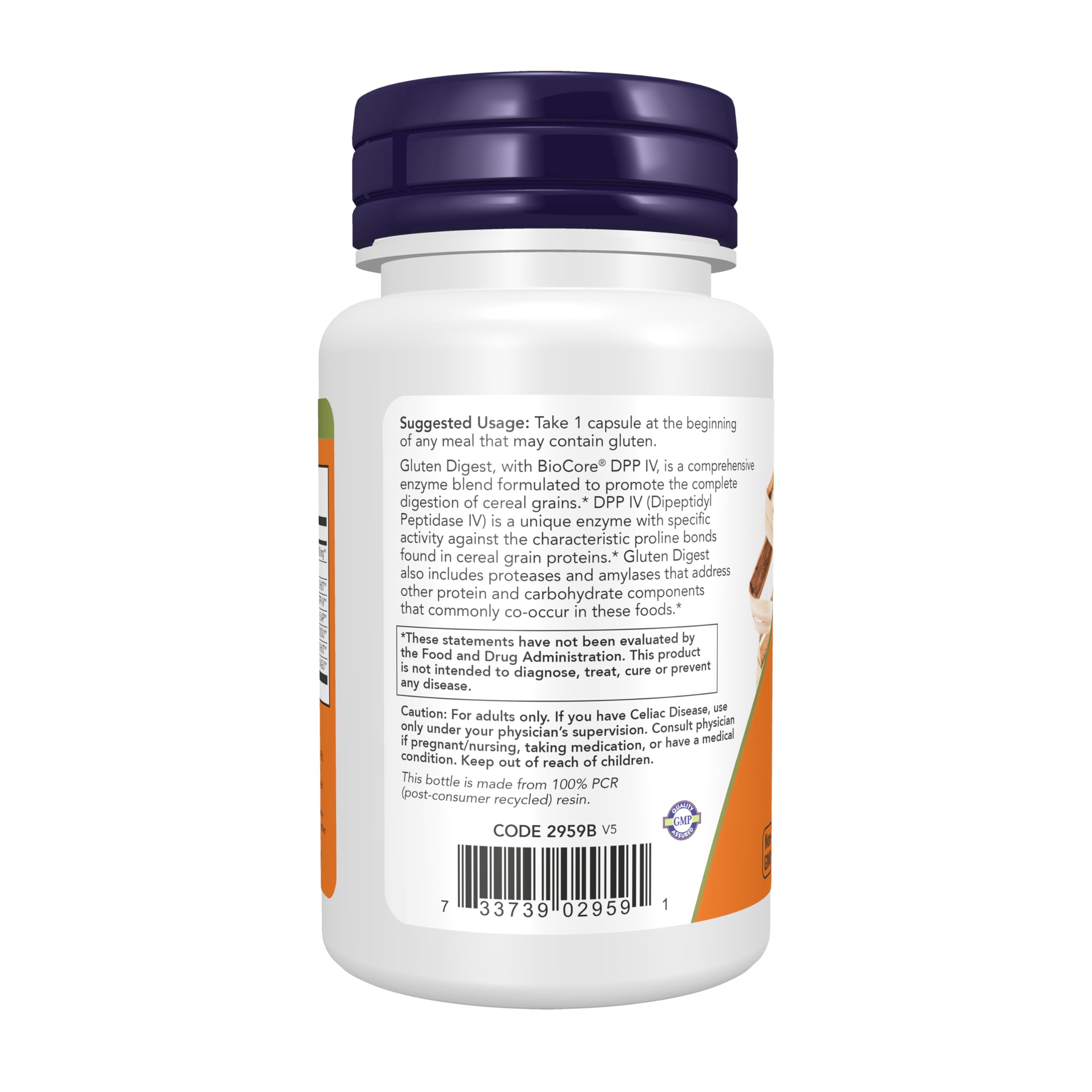 NOW Foods Gluten daily Multi-Enzymes 41g capsule close-up