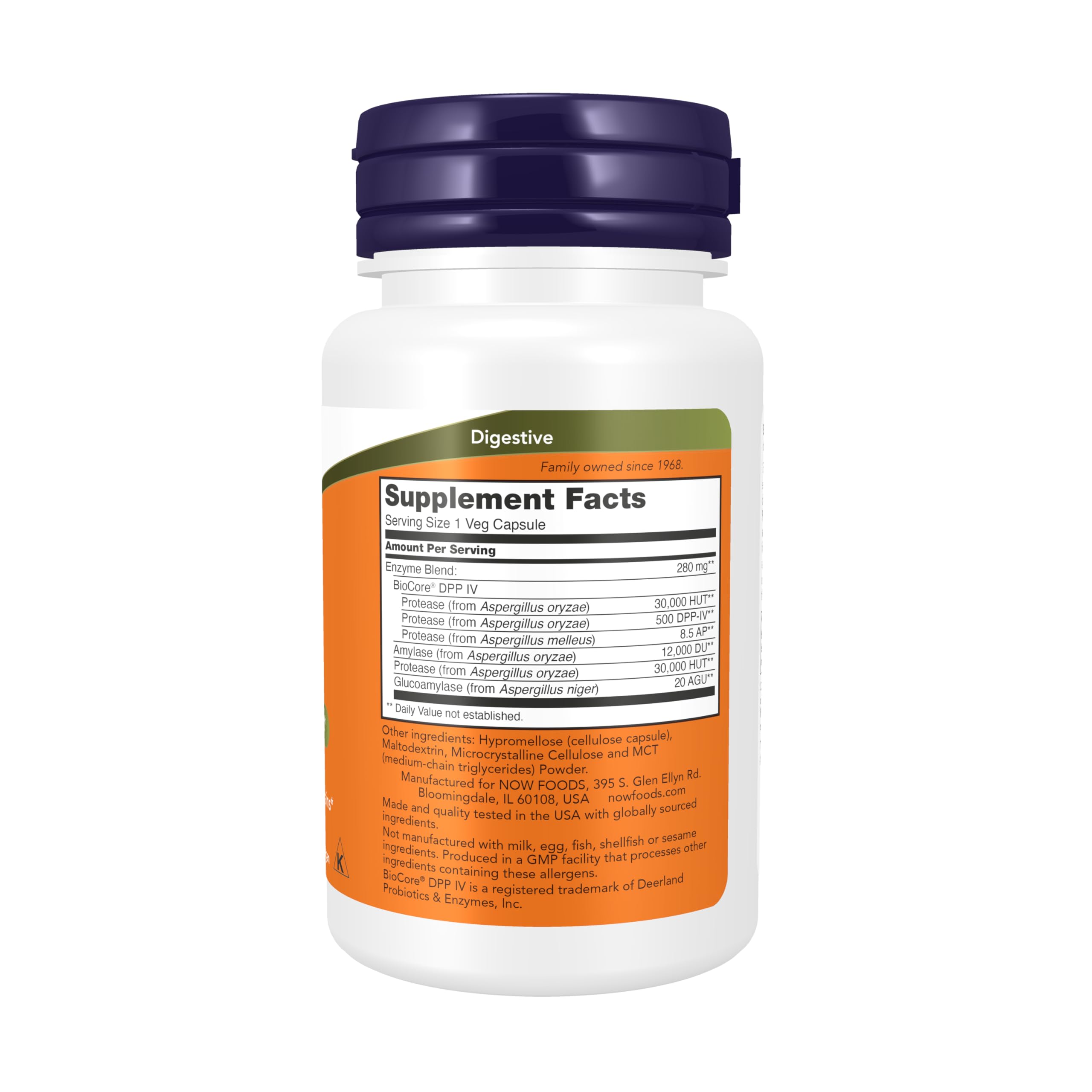NOW Foods Gluten daily Multi-Enzymes 41g side view