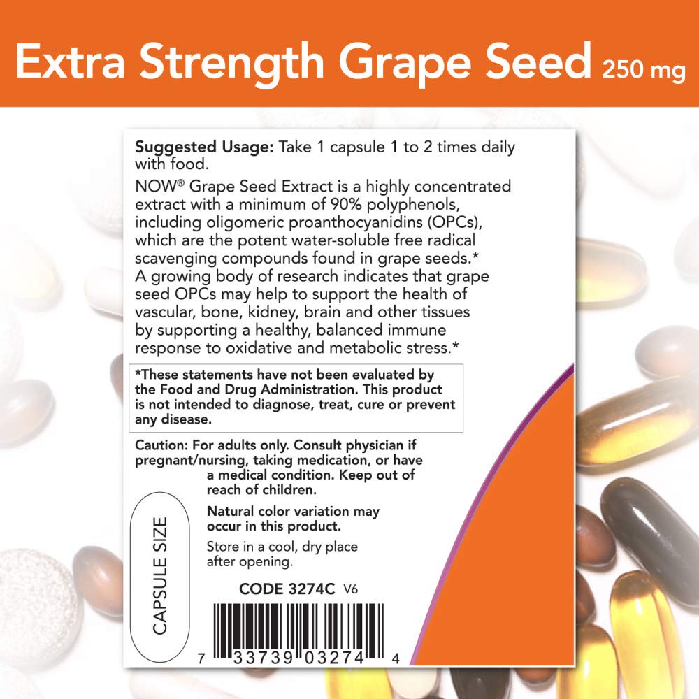 NOW Foods Grape Seed Extract 136g packaging
