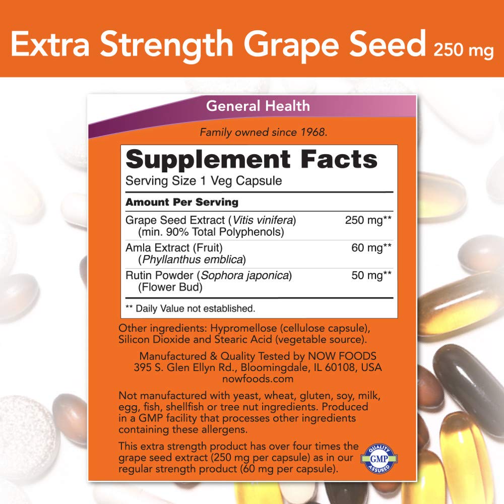 NOW Foods Grape Seed Extract 136g side view